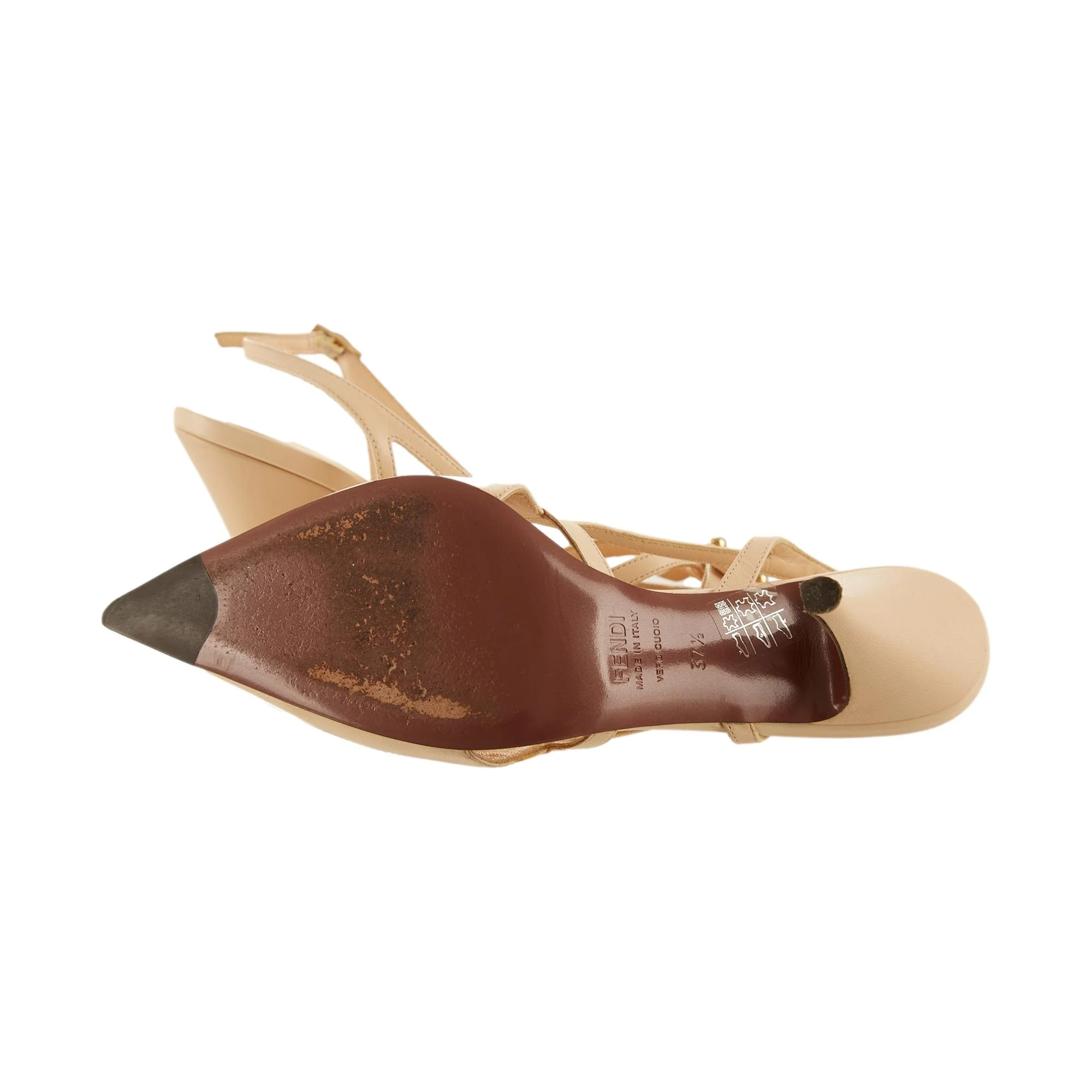 Fendi Tan Logo Cutout Heels - Image 4