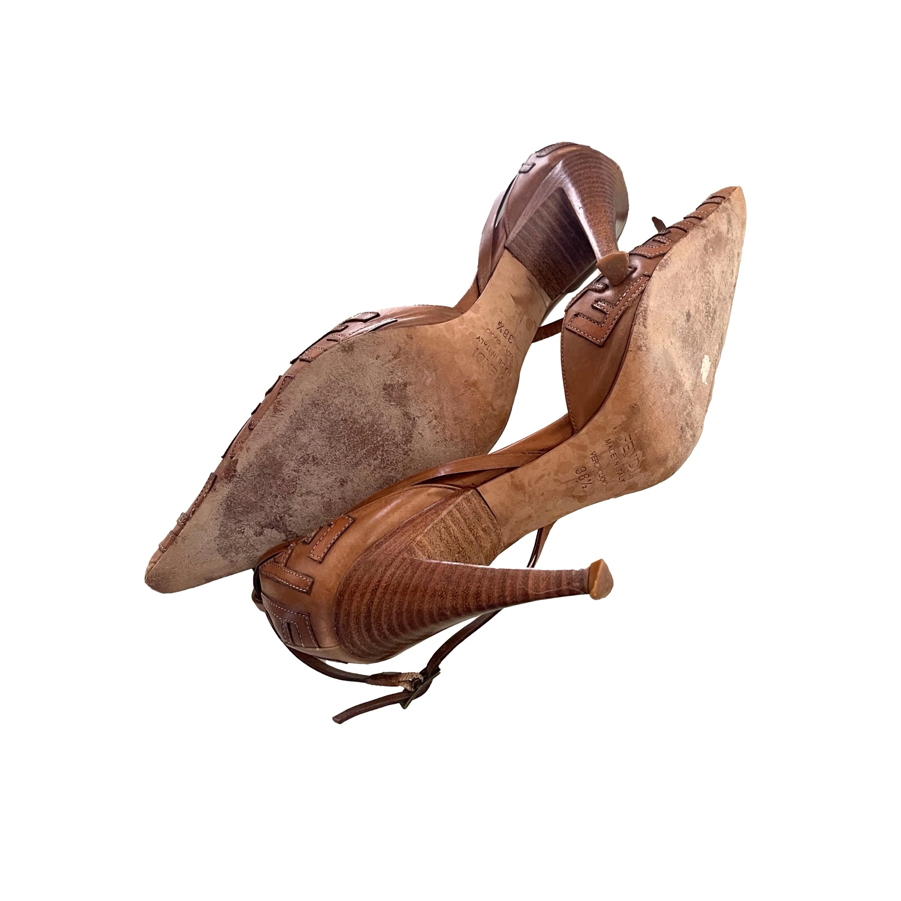 Fendi Tan Logo Heels - Image 2