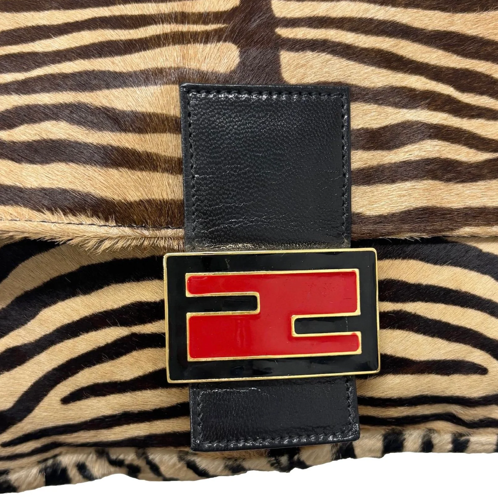 Fendi Tan Zebra Baguette Bag - Image 4