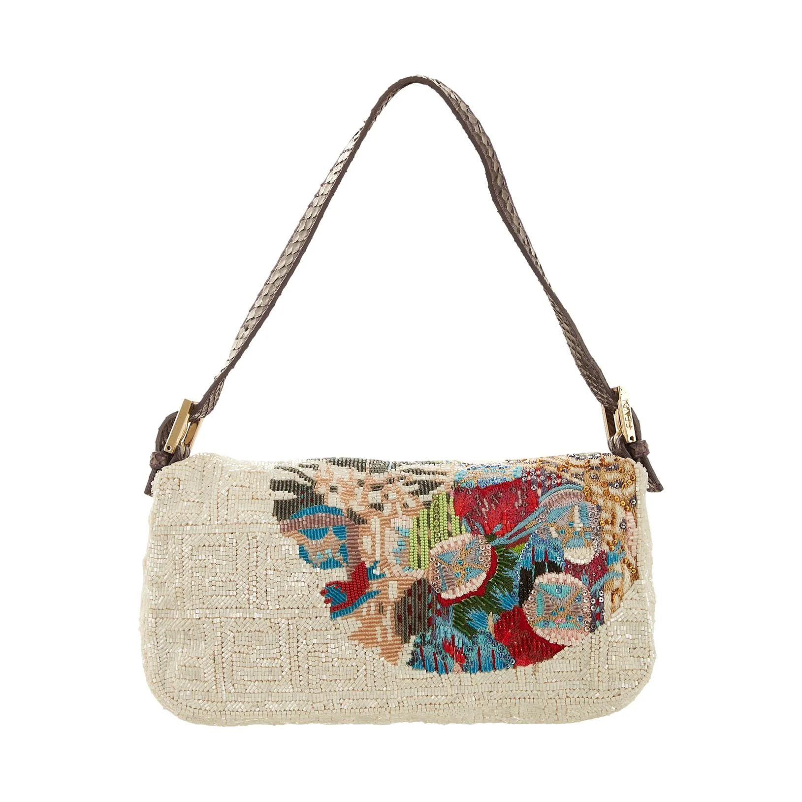 Fendi White Beaded Baguette - Image 2