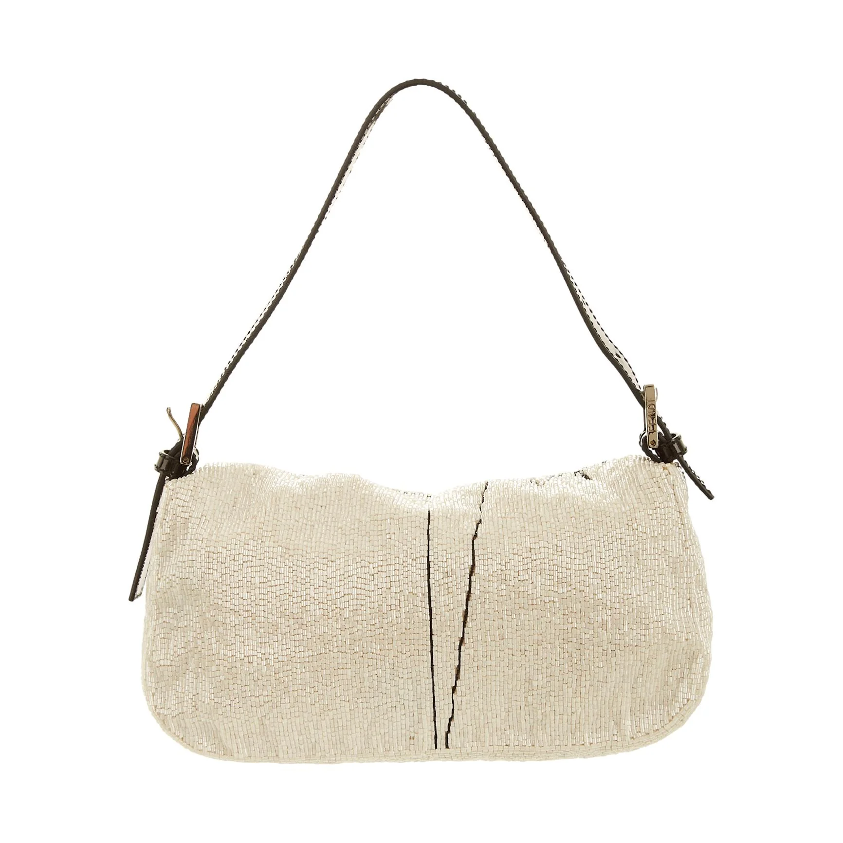 Fendi White Beaded Scribble Baguette - Image 2