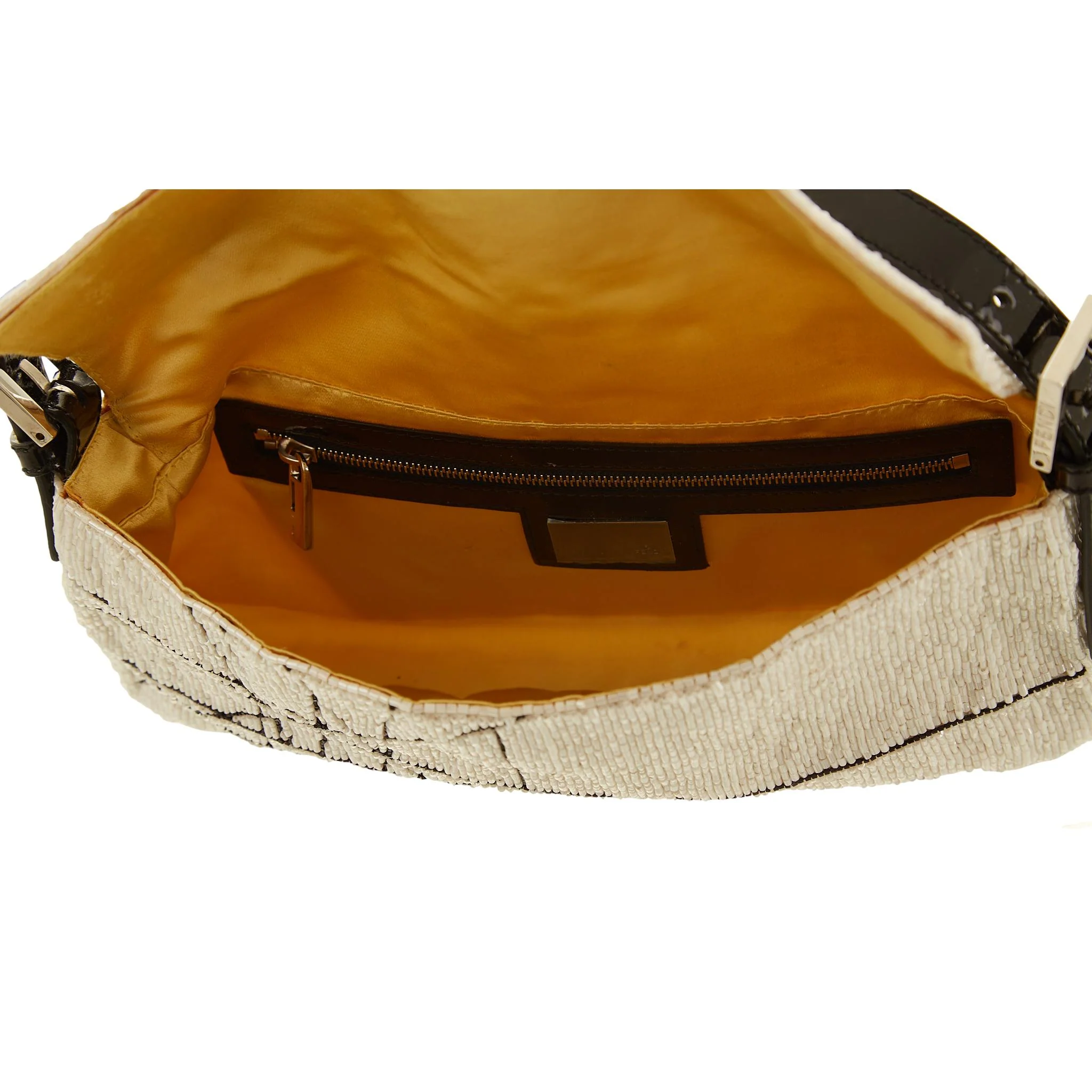 Fendi White Beaded Scribble Baguette - Image 4