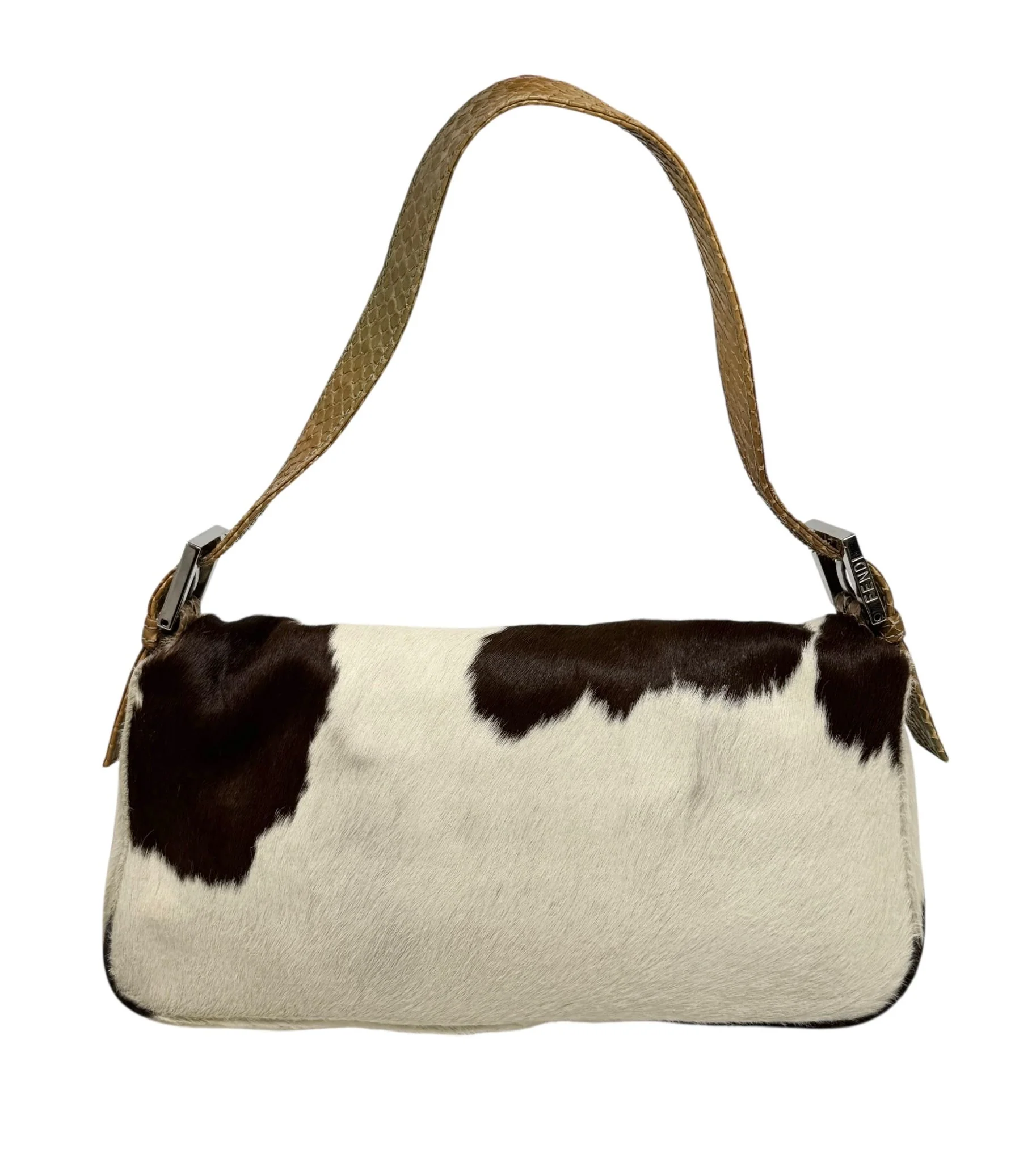 Fendi White Cow Print Baguette - Image 2