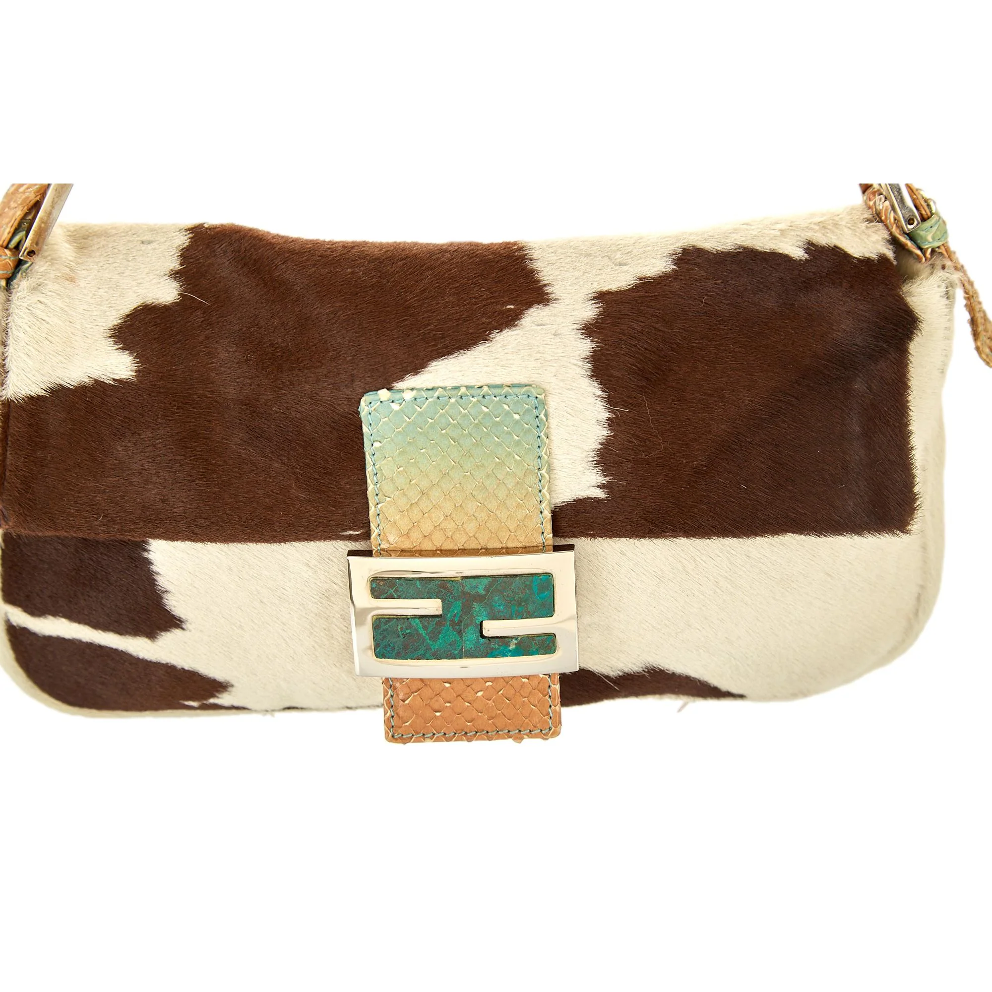 Fendi White Cow Print Baguette - Image 3
