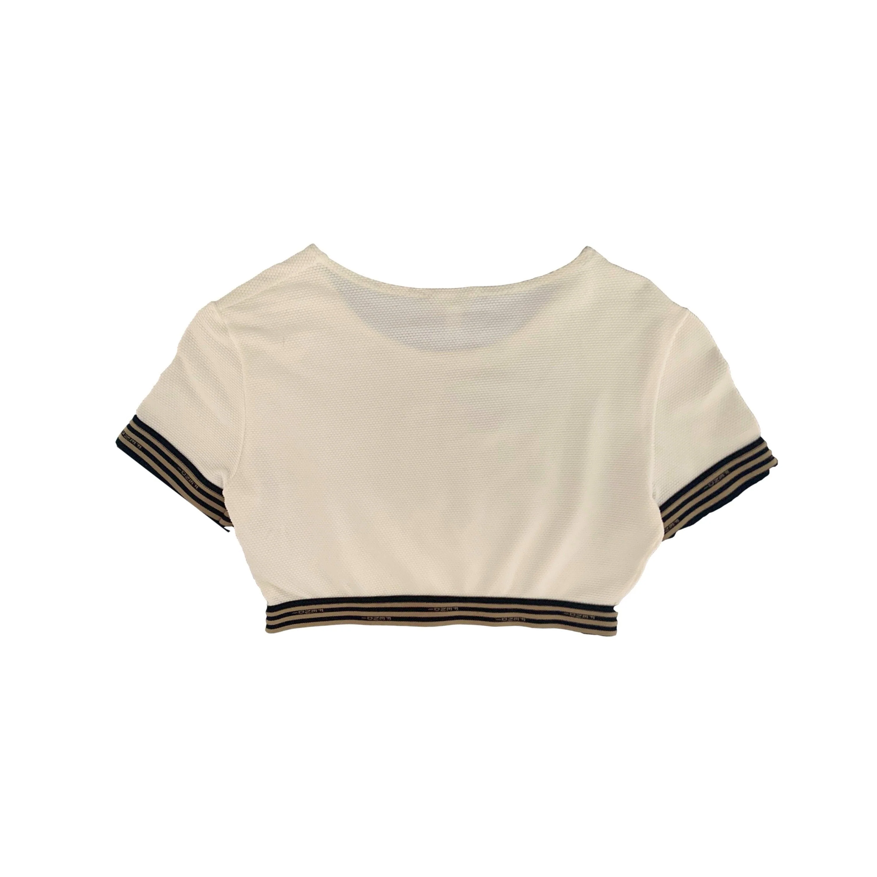 Fendi White Cropped Logo Stretch Top - Image 2