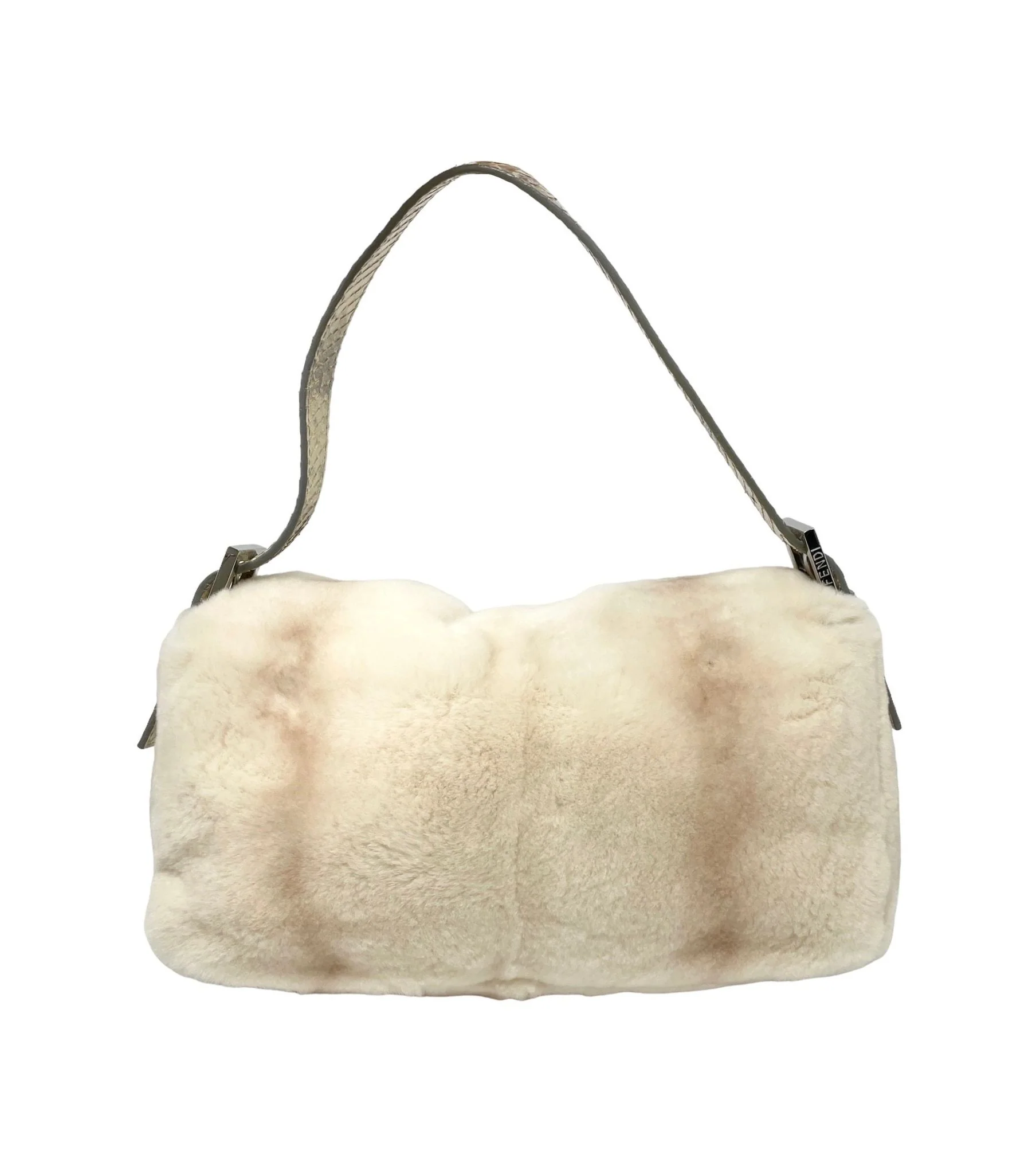 Fendi White Fur Baguette - Image 2