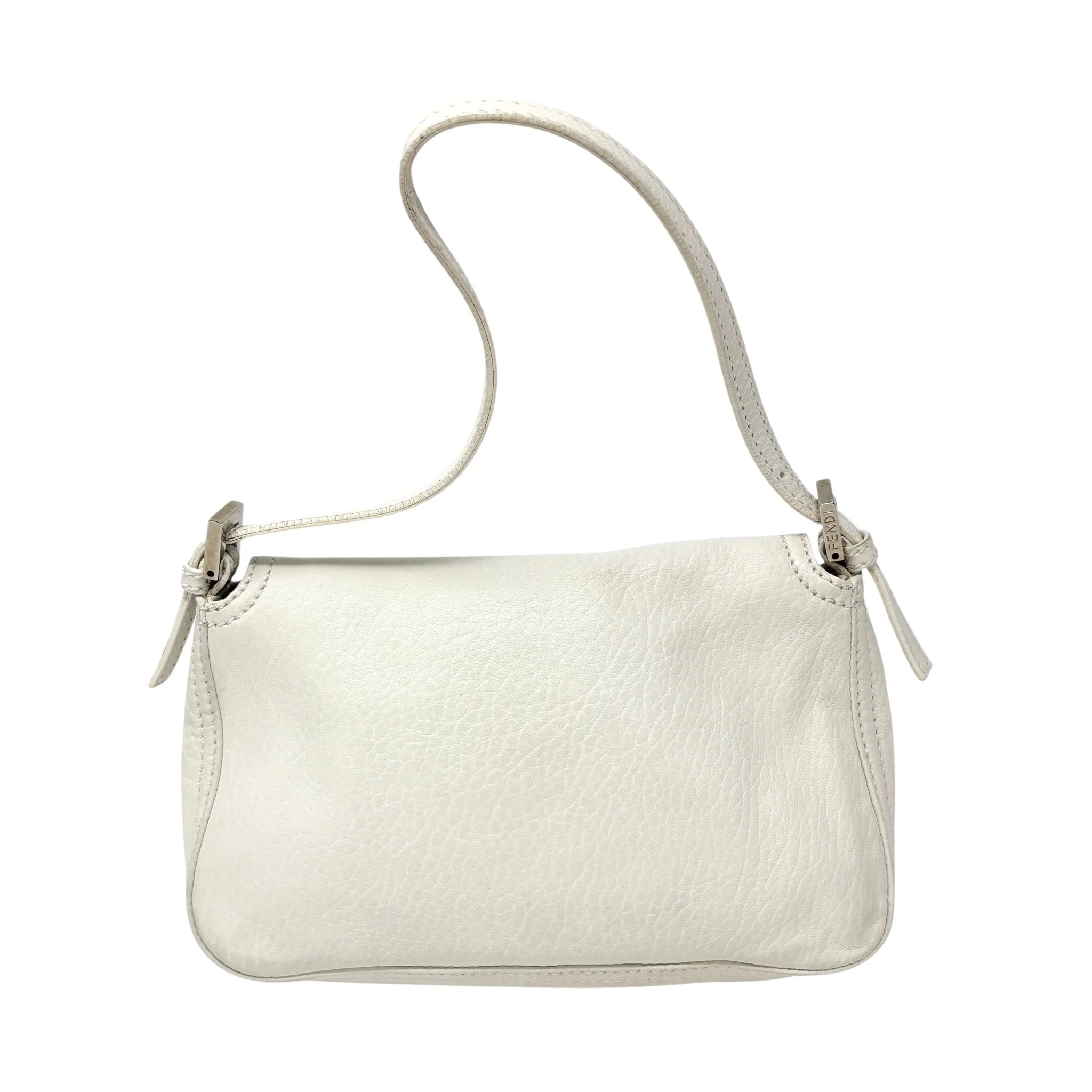 Fendi White Leather Baguette Bag - Image 2