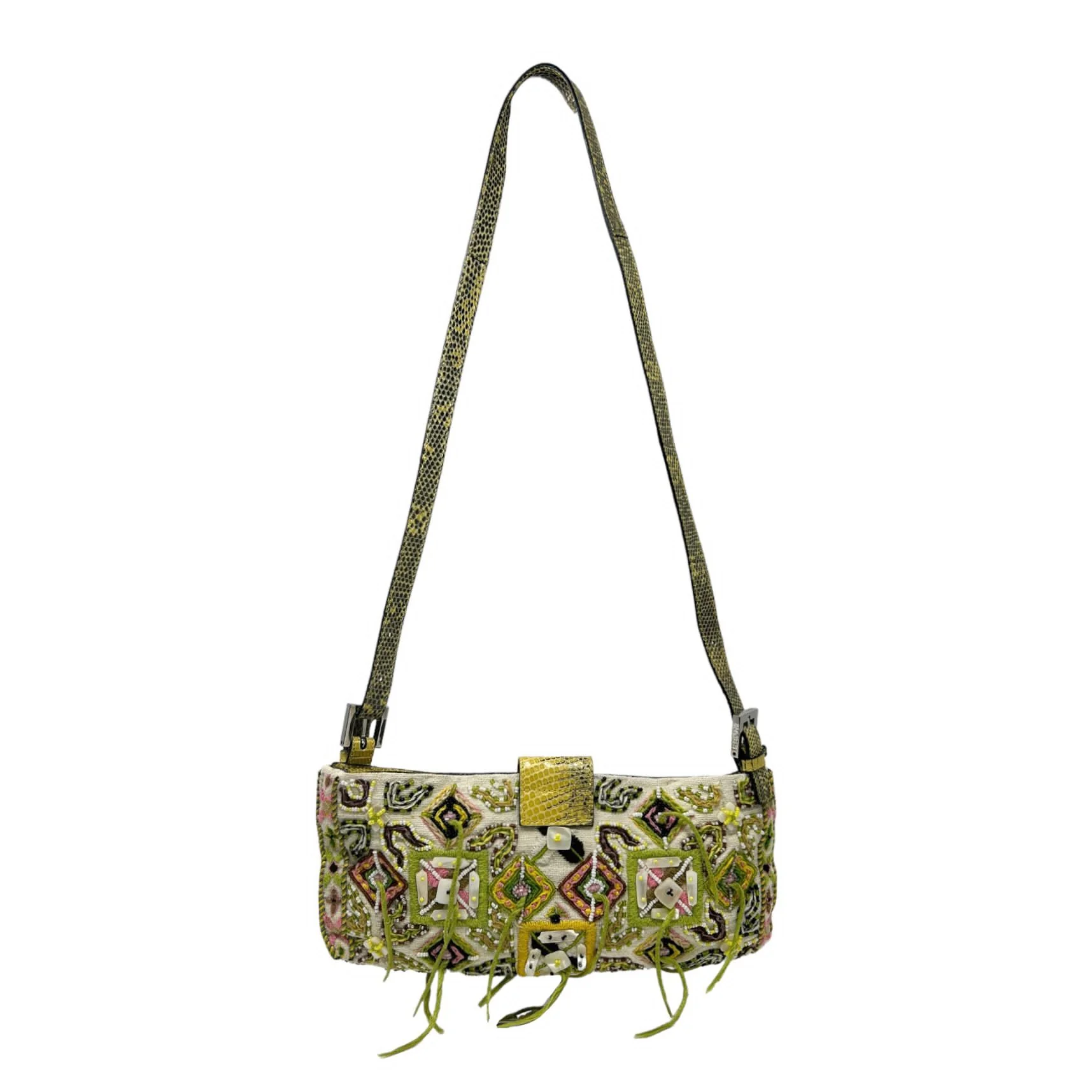 Fendi White Mini Crossbody Baguette - Image 2