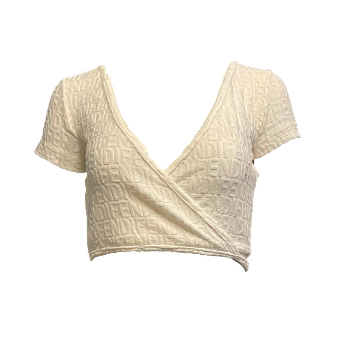 Fendi White Monogram Crop Tie Top