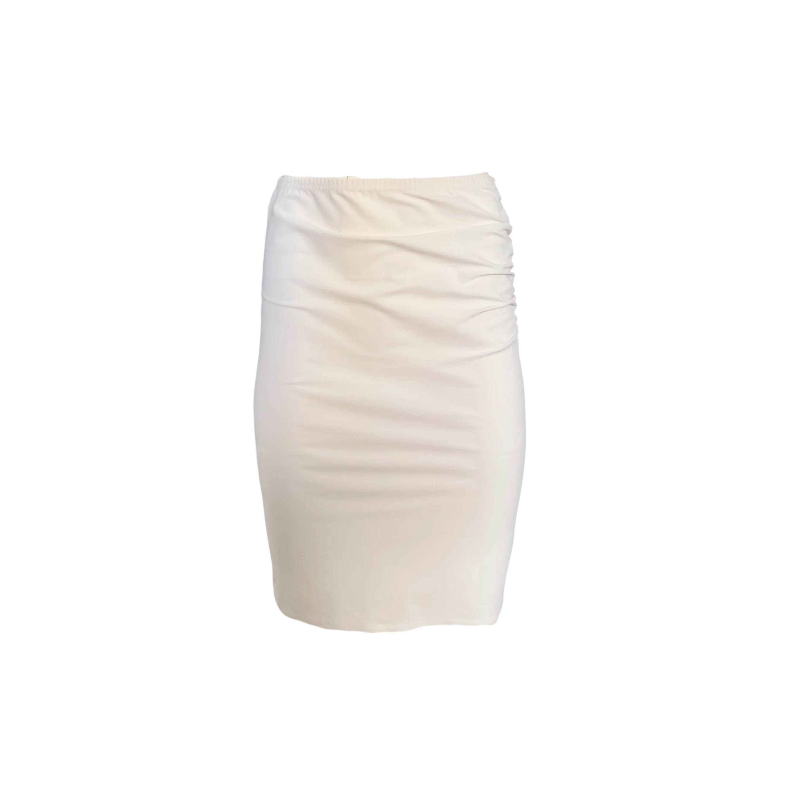 Fendi White Ruched Logo Skirt - Image 2