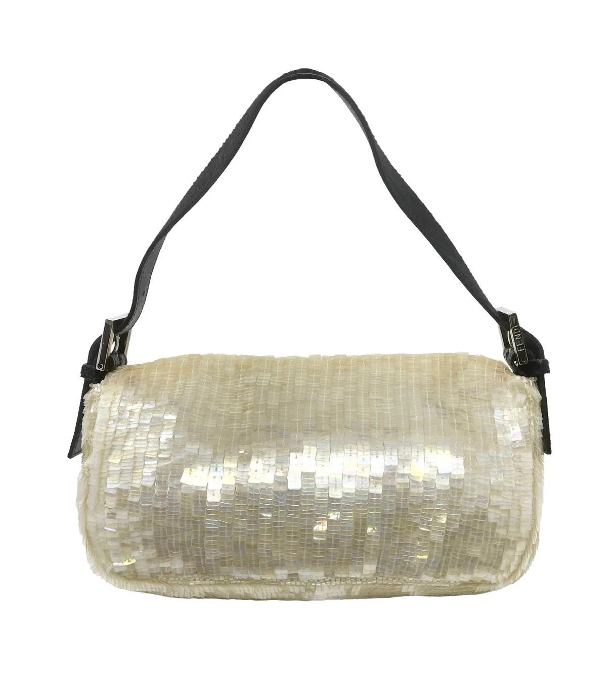 Fendi White Sequin Baguette Bag - Image 2
