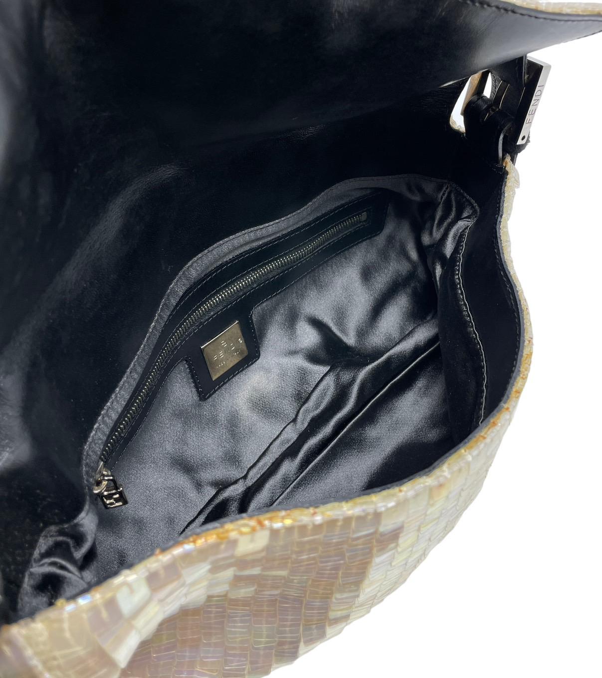 Fendi White Sequin Baguette Bag - Image 3