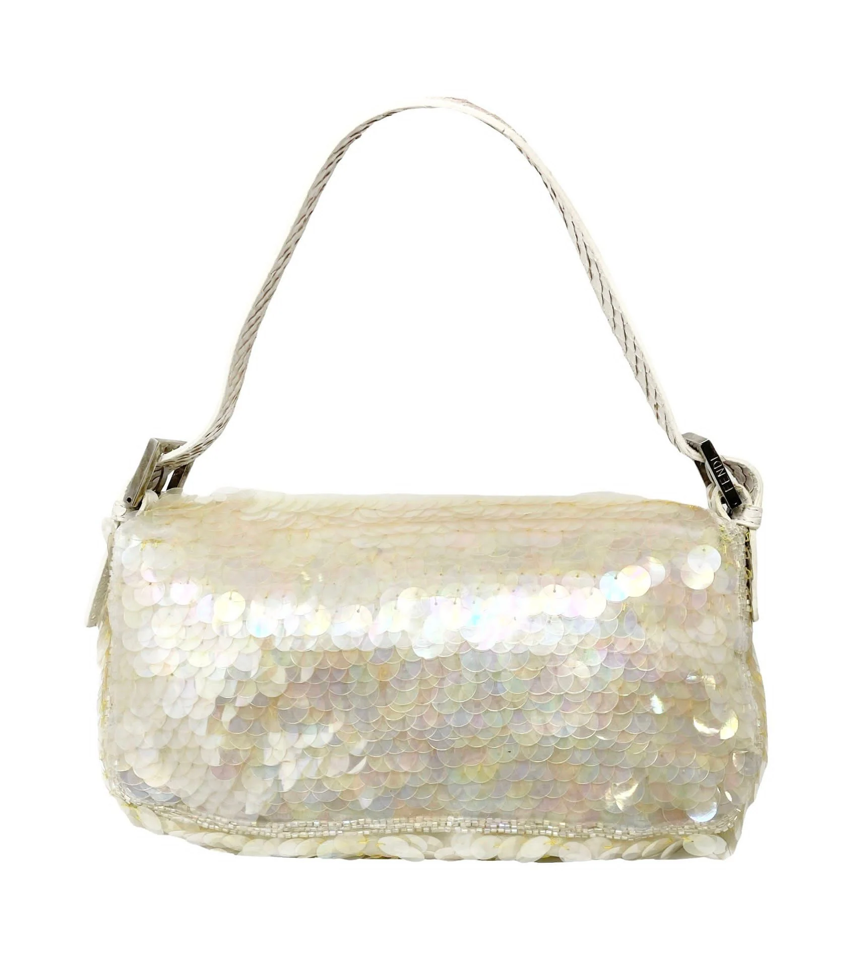 Fendi White Sequin Baguette Bag - Image 2