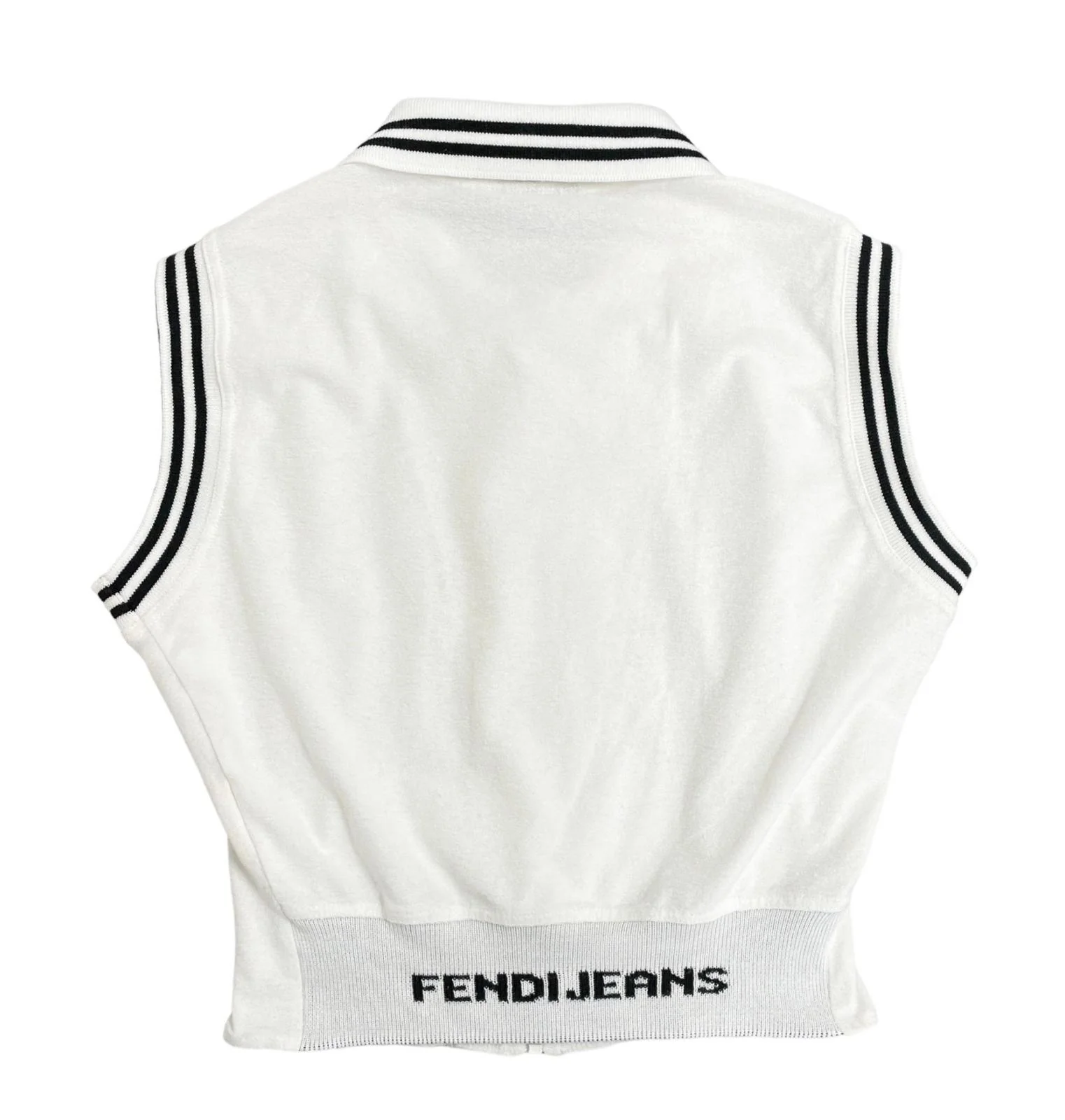 Fendi White Cropped Zipper Tank - Image 2