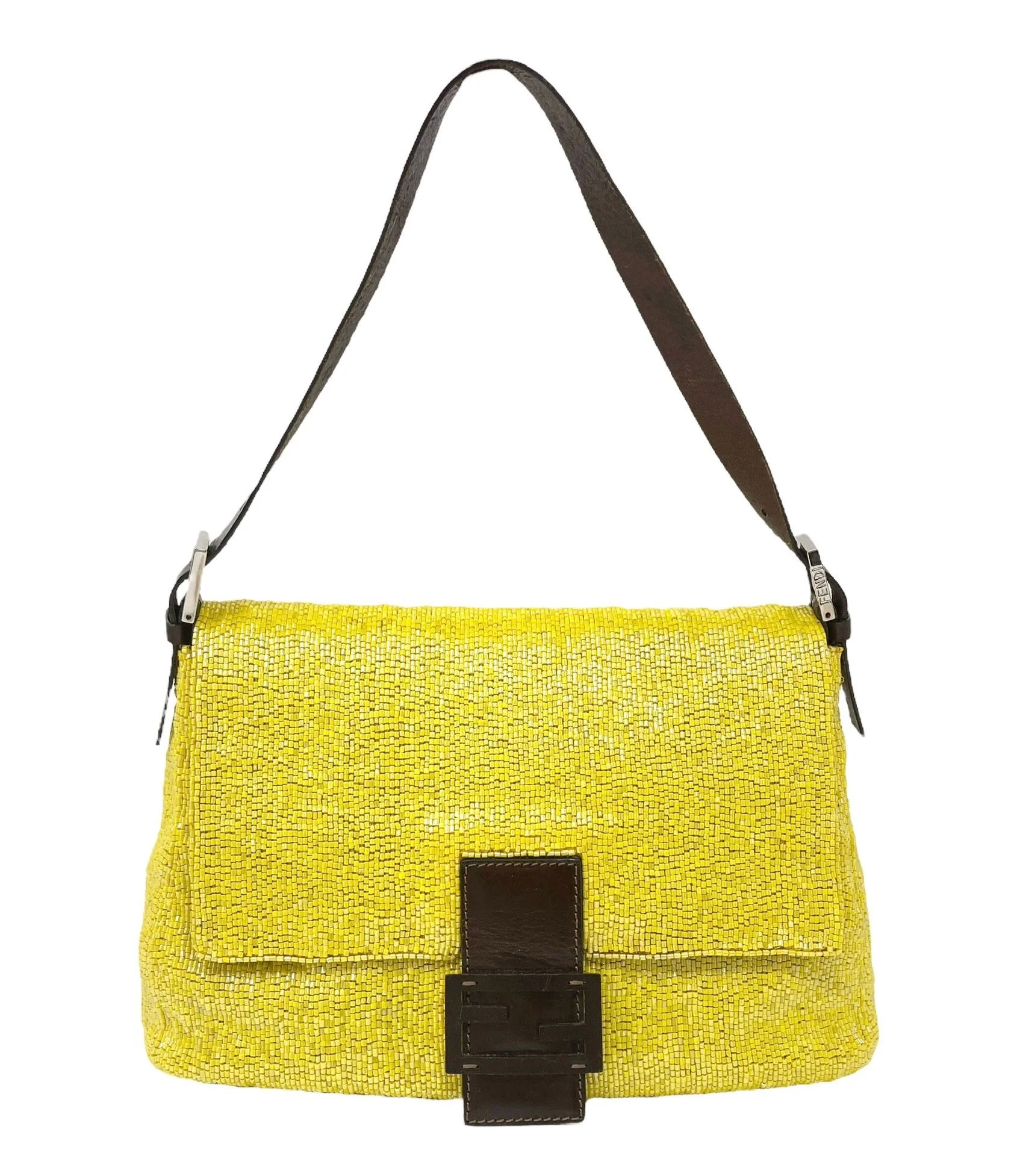 Fendi Yellow Beaded Baguette