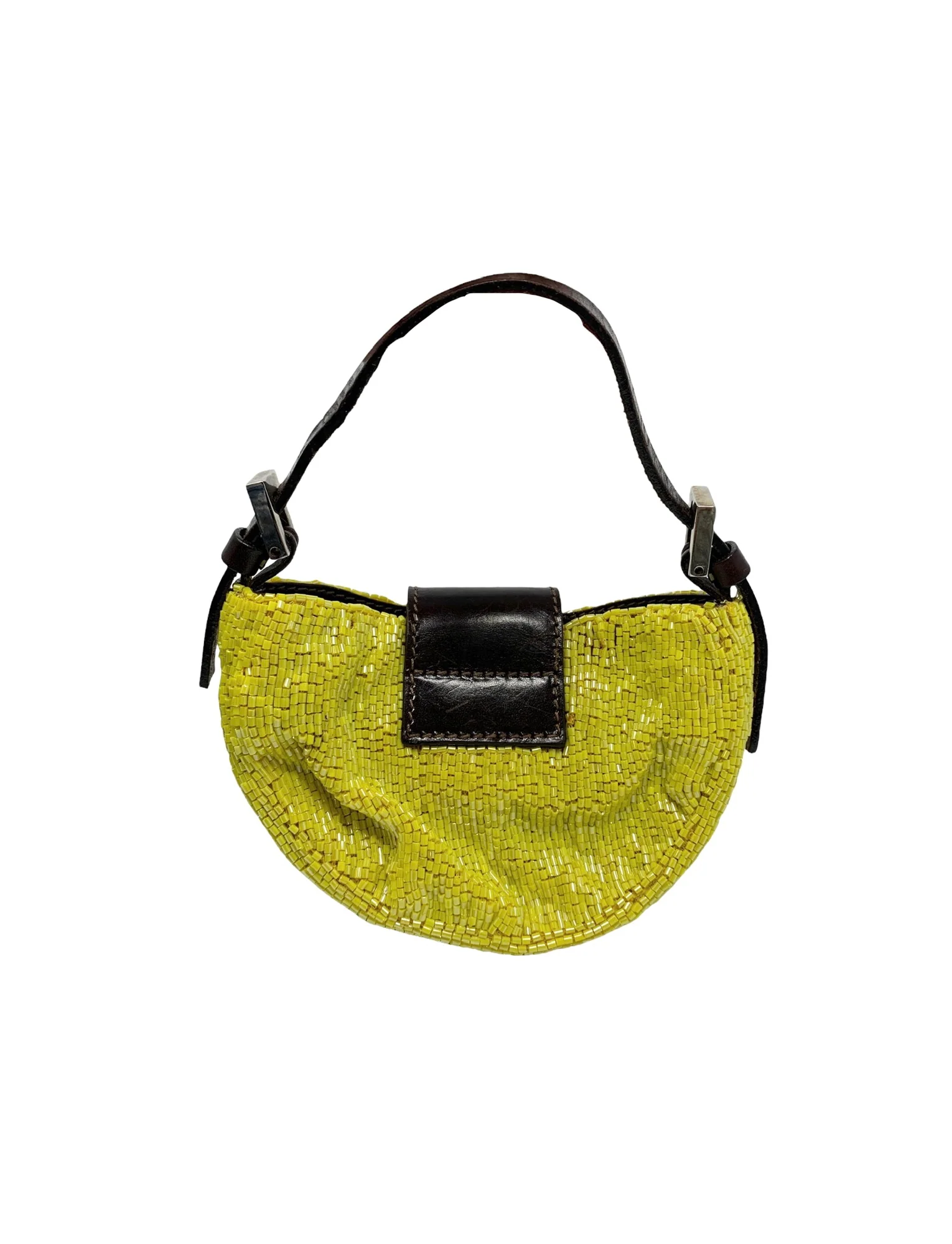 Fendi Yellow Beaded Croissant Bag - Image 2