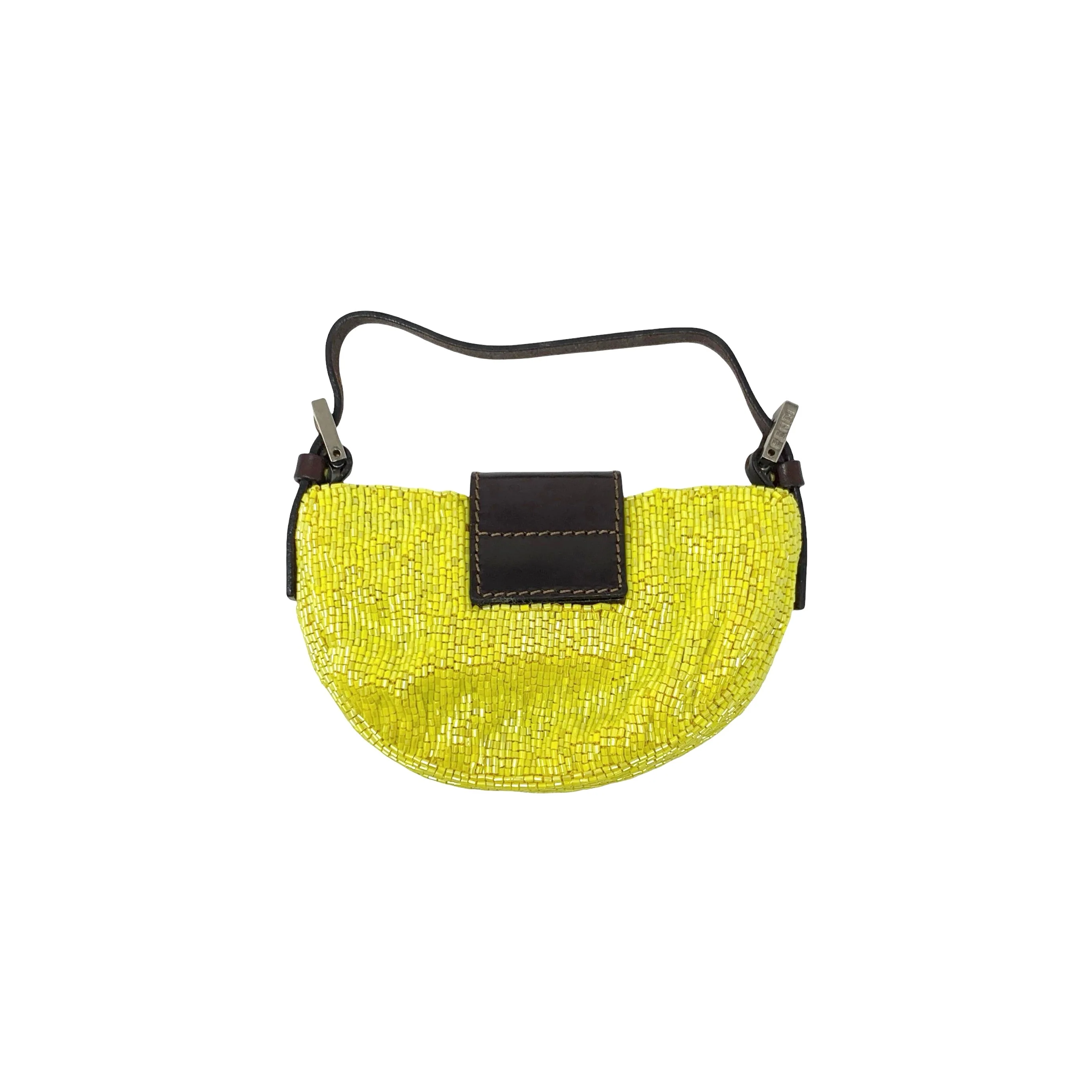 Fendi Yellow Beaded Croissant Bag - Image 2