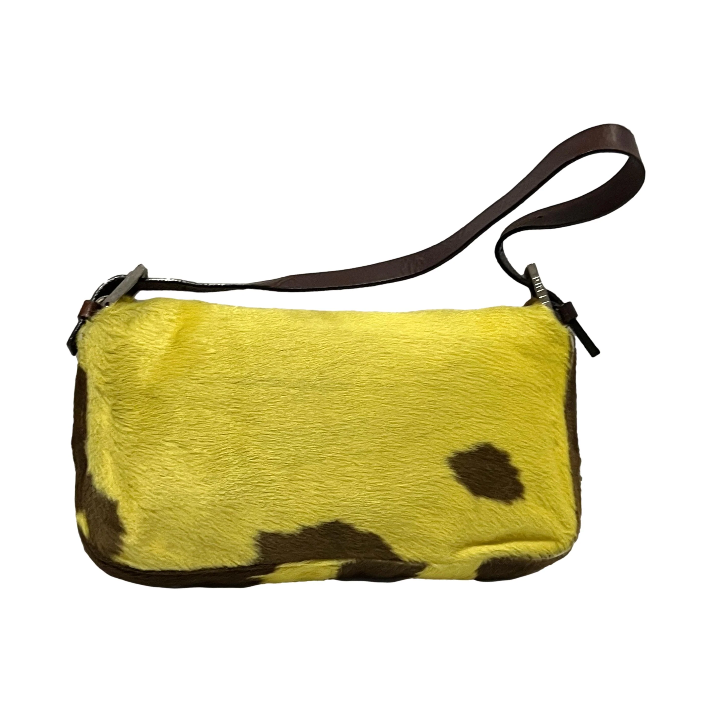 Fendi Yellow Cow Print Baguette Bag - Image 2