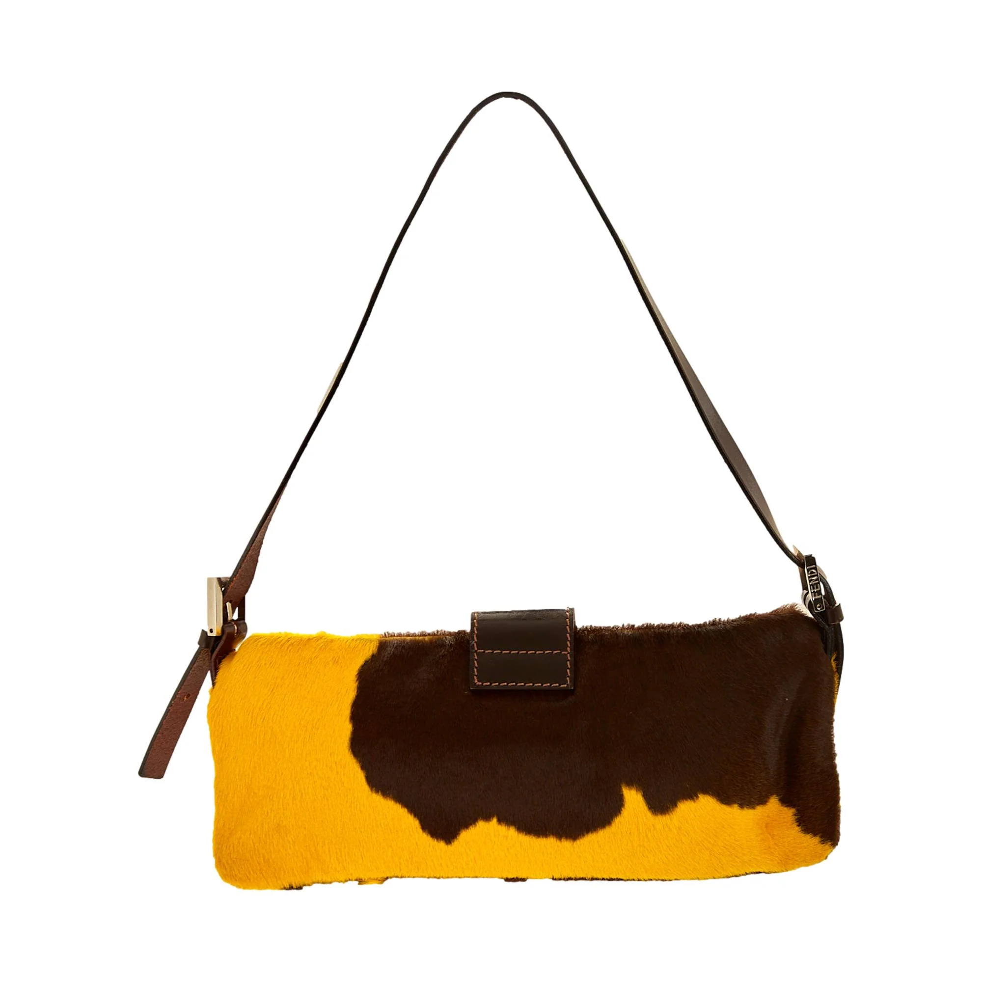 Fendi Yellow Cow Print Baguette Shoulder Bag - Image 2