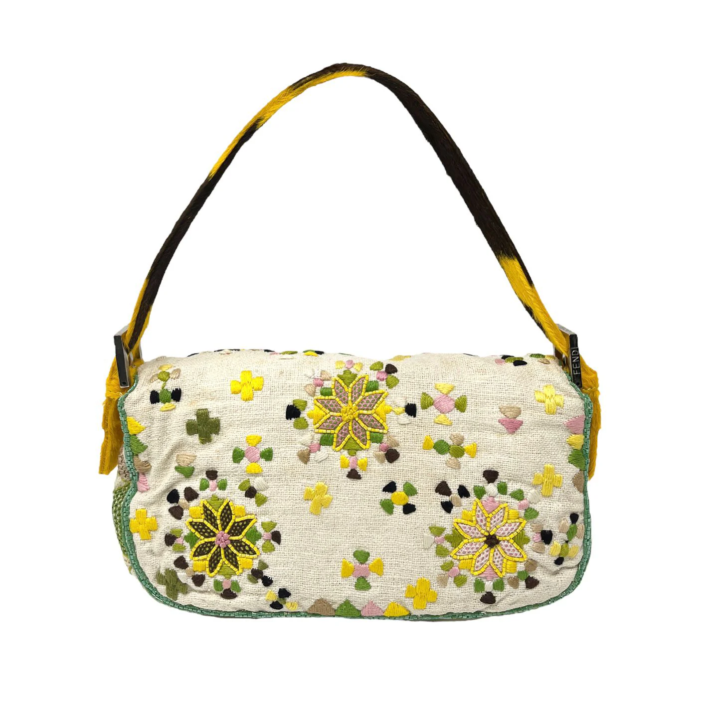 Fendi Yellow Embroidery Baguette - Image 2