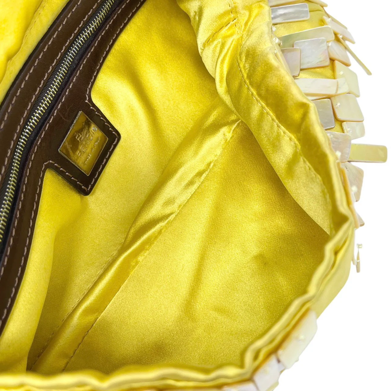 Fendi Yellow Satin Shell Baguette - Image 3