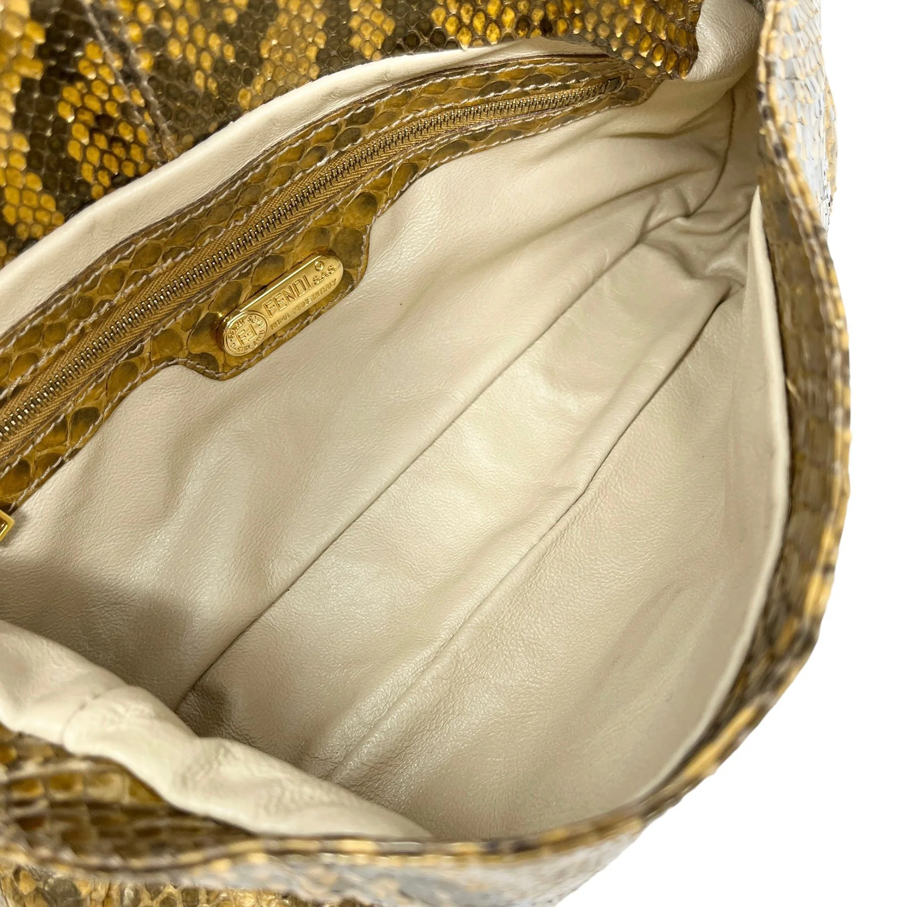 Fendi Yellow Snakeskin Baguette - Image 3