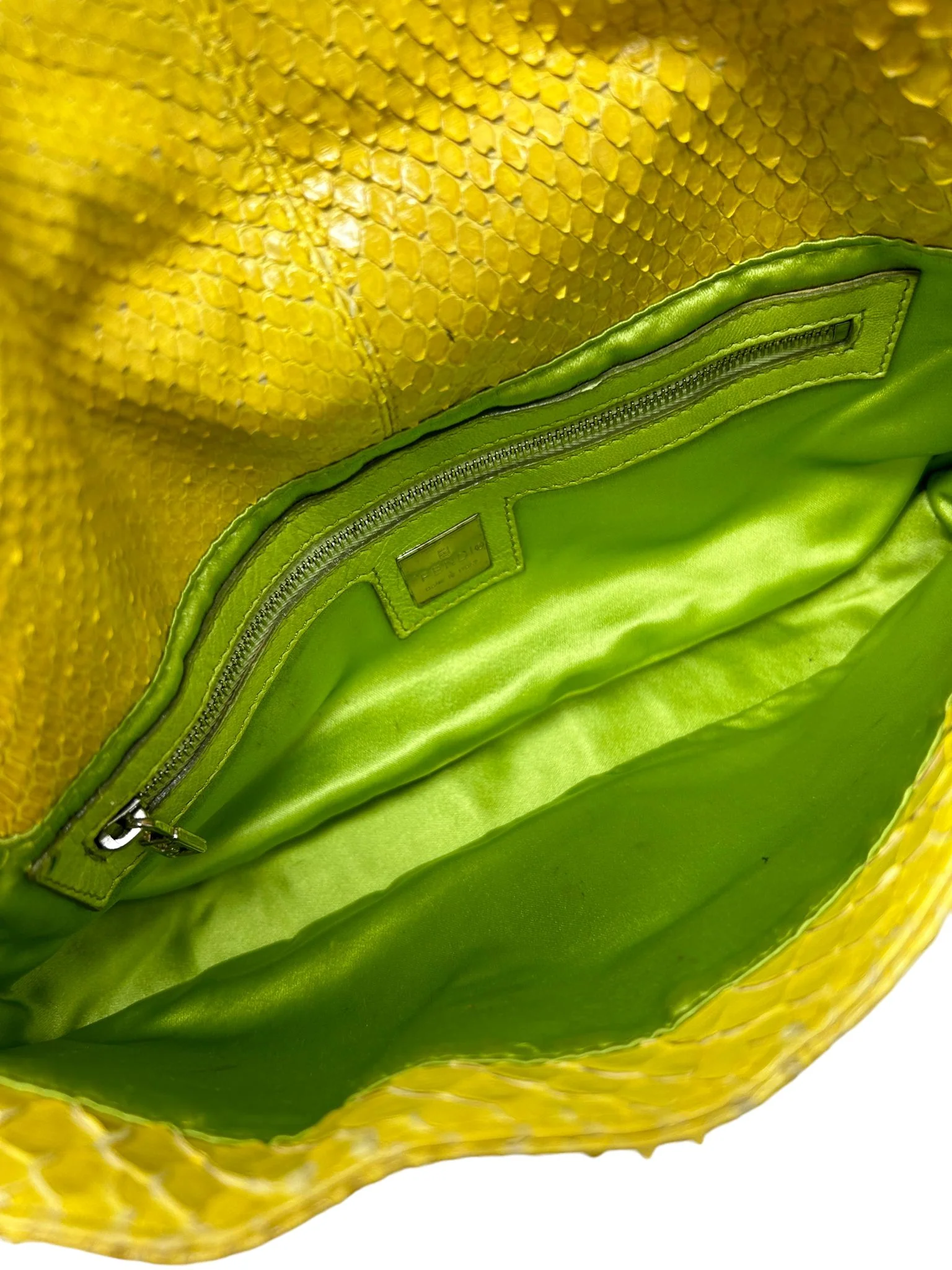 Fendi Yellow Snakeskin Baguette - Image 3