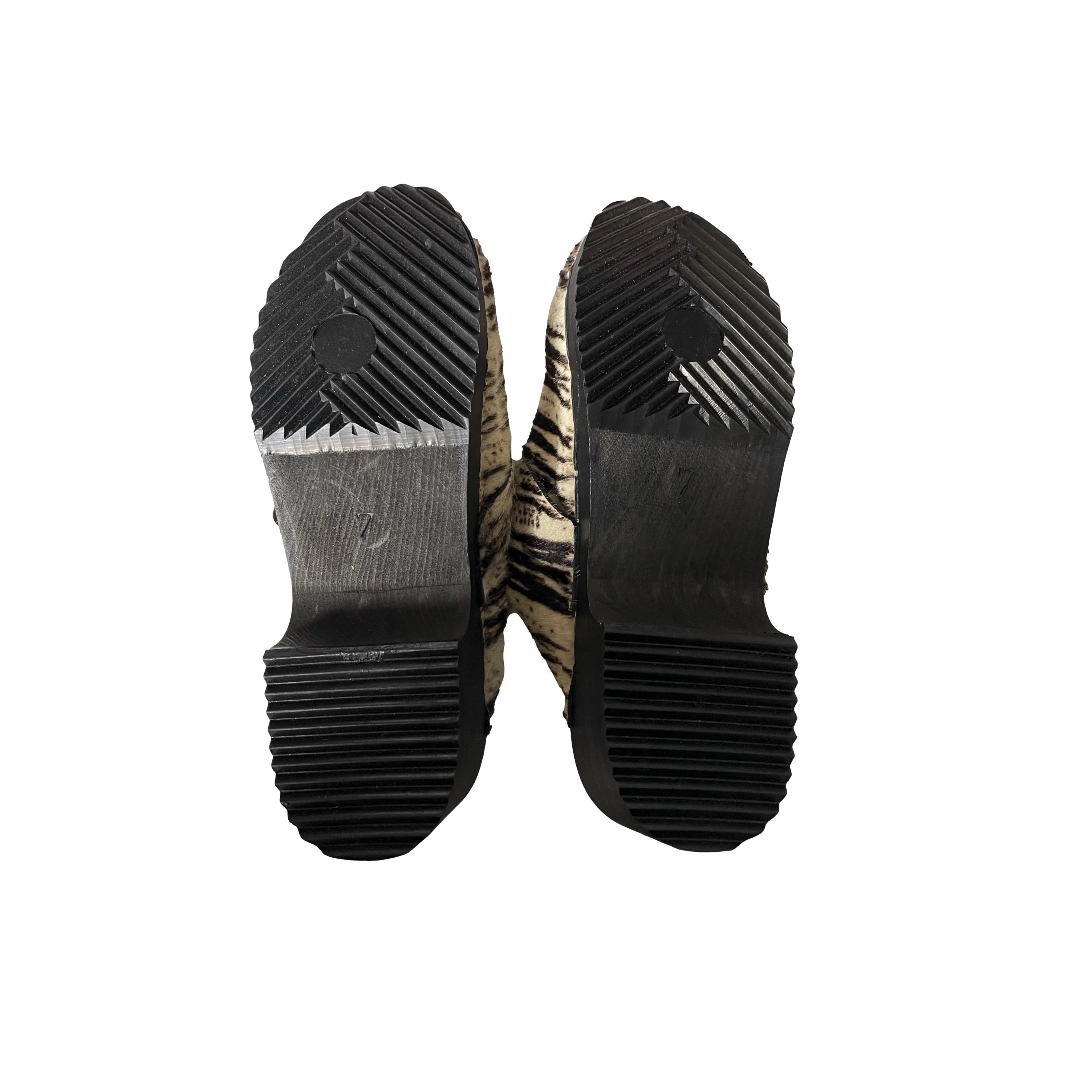 Fendi Zebra Stripe Calf Hair Clogs - Image 2