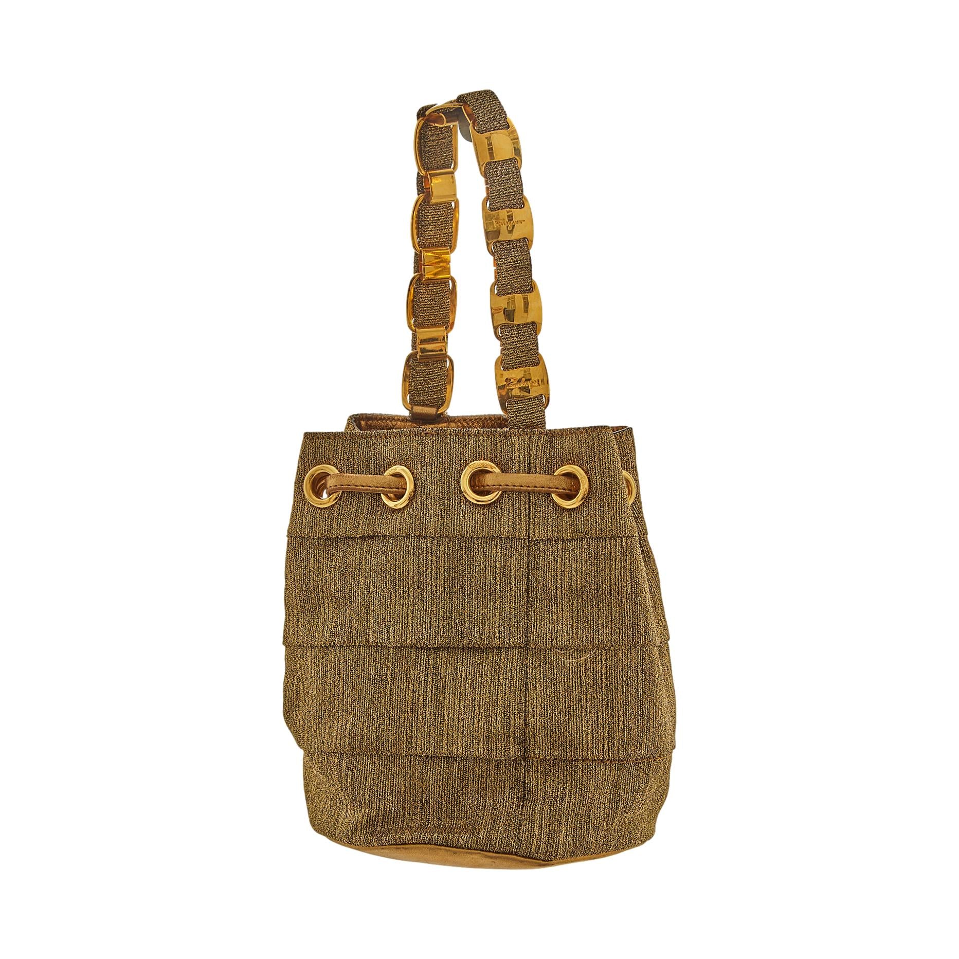 Ferragamo Gold Mini Bucket Bag - Image 2