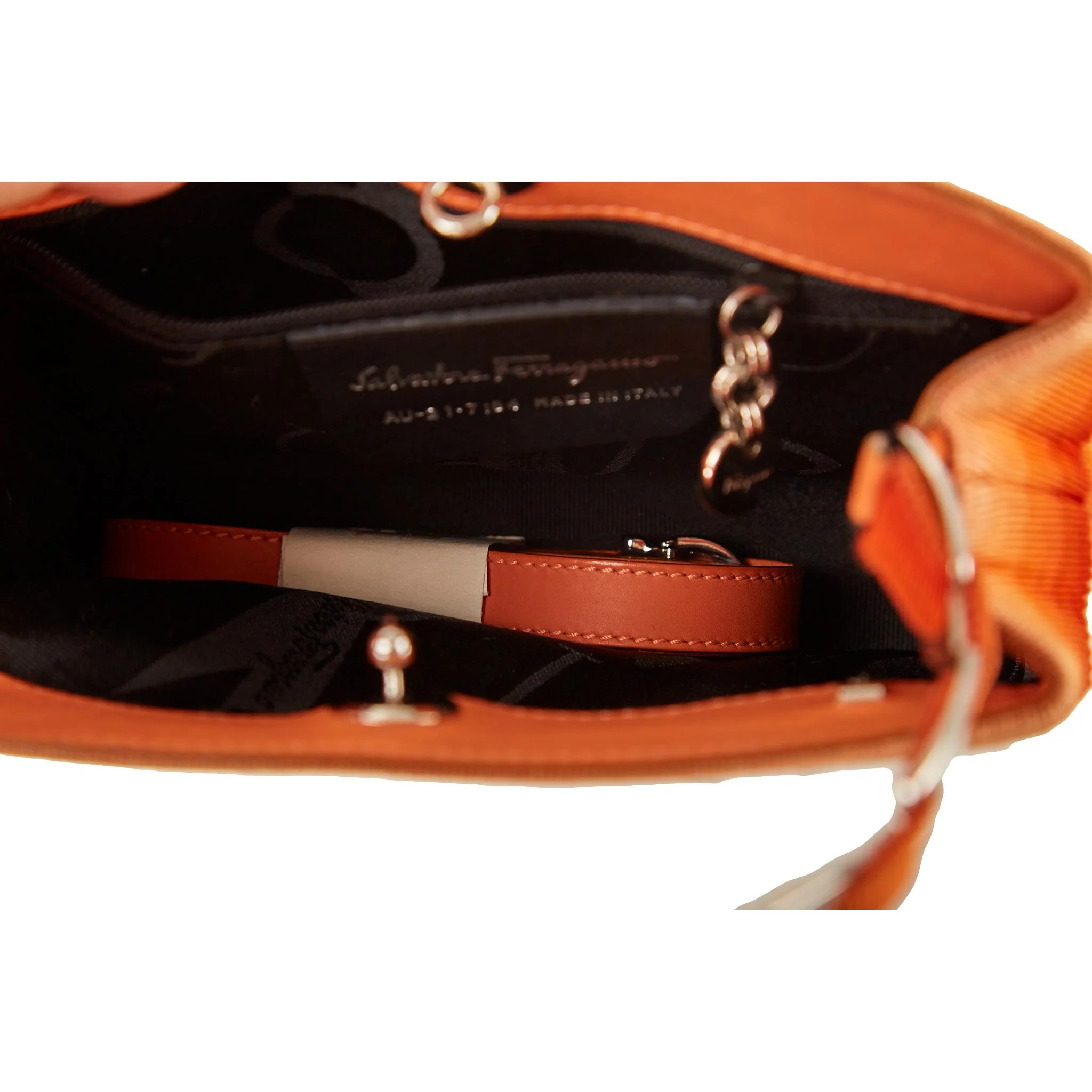 Ferragamo Orange Mini Gross-Grain 2way Bag - Image 4