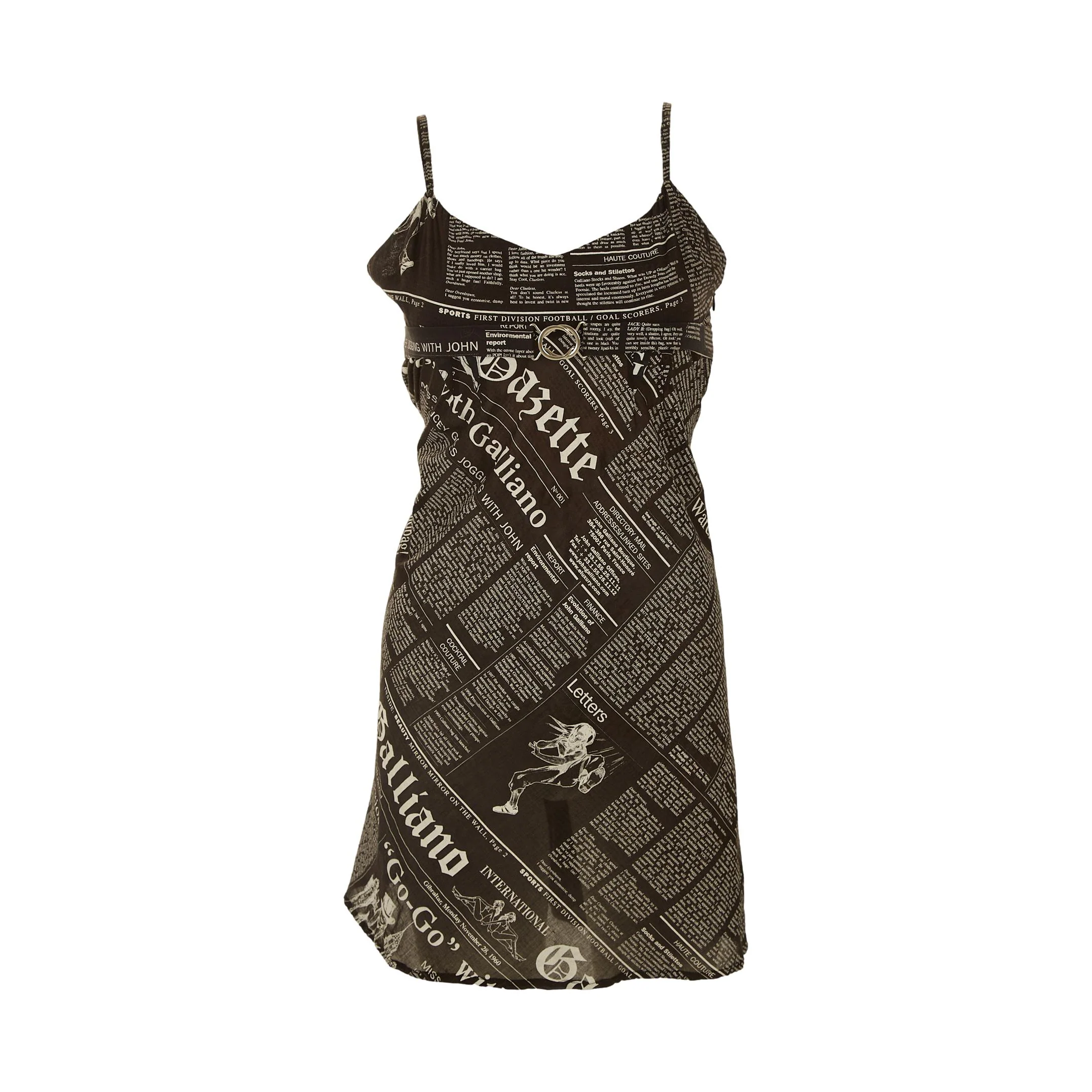 Galliano Black Newsprint Dress