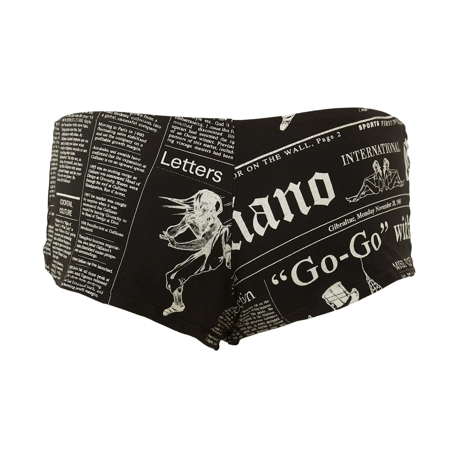 Galliano Black Newsprint Boy Shorts - Image 2