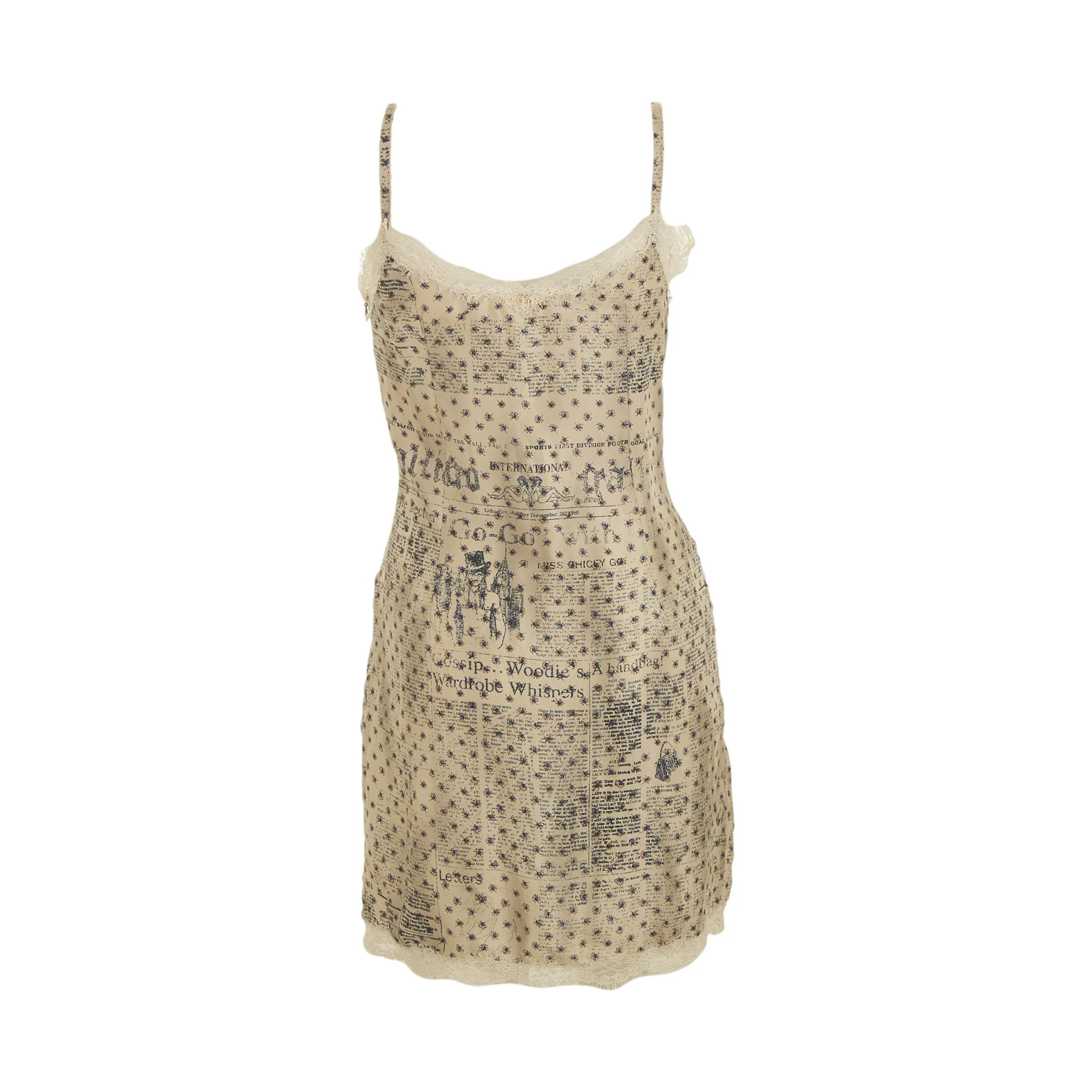 Galliano Floral Newsprint Dress - Image 2