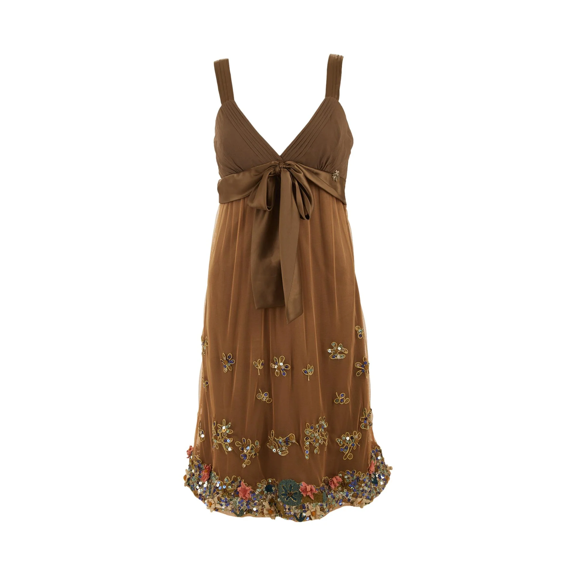 Galliano Green Floral Sequin Dress