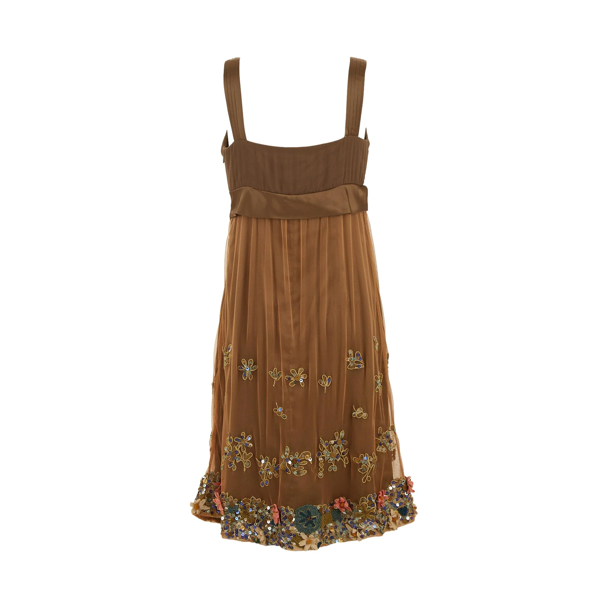 Galliano Green Floral Sequin Dress - Image 2