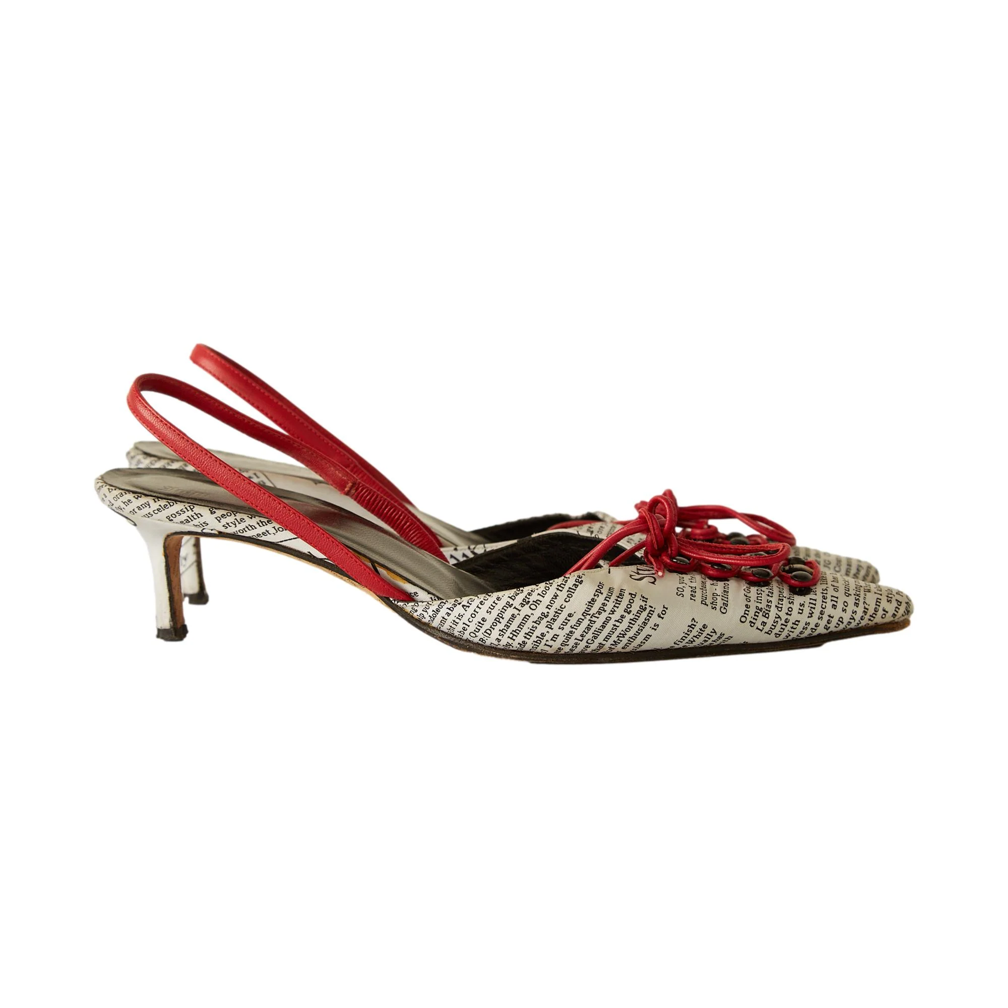 Galliano Newsprint Tie Up Slingbacks - Image 2