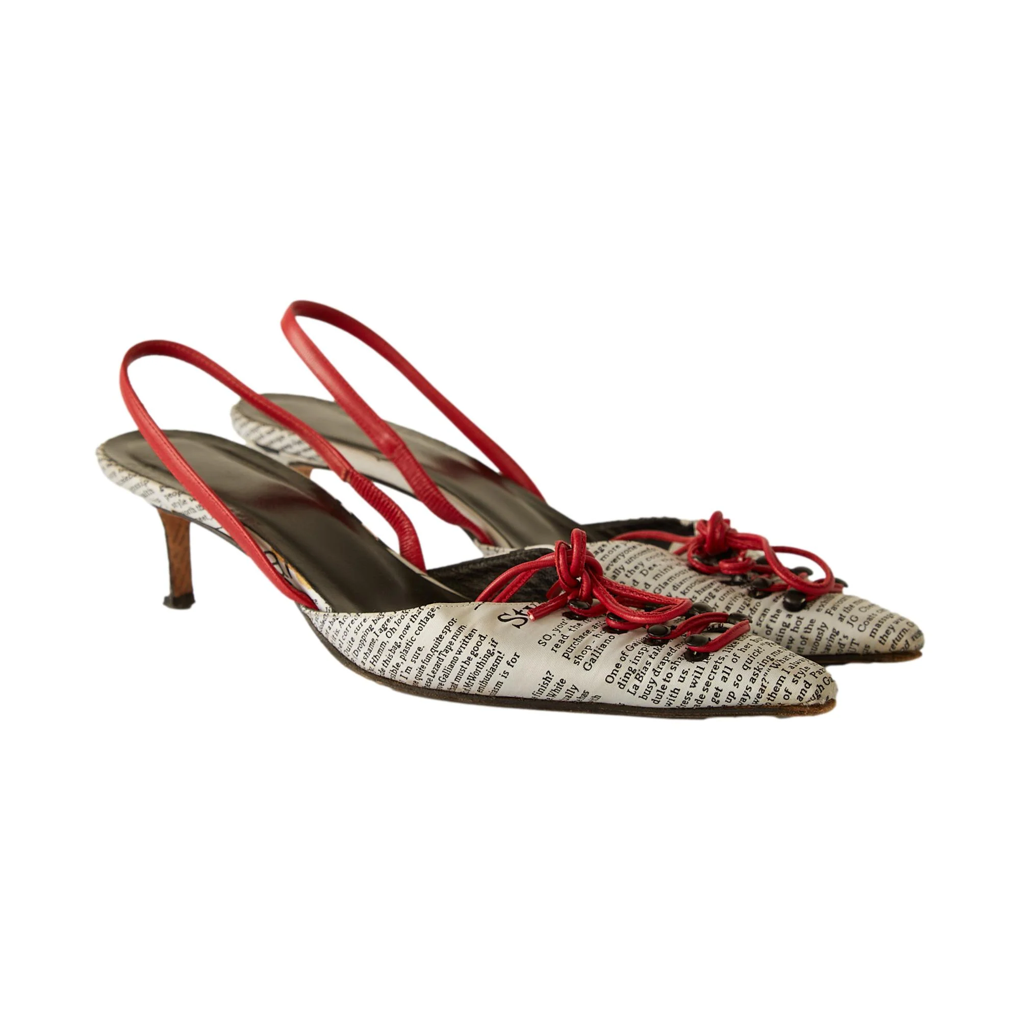 Galliano Newsprint Tie Up Slingbacks - Image 3