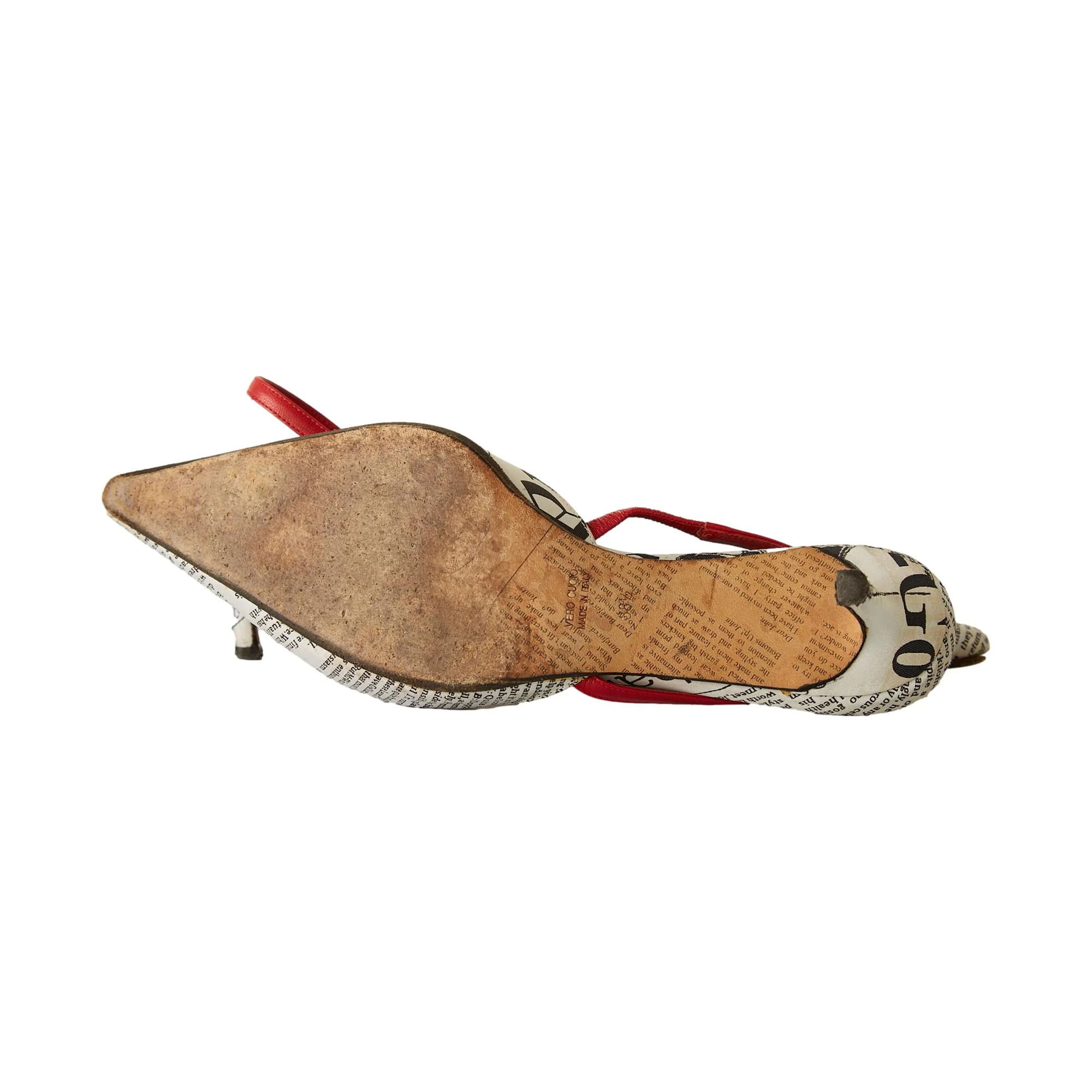 Galliano Newsprint Tie Up Slingbacks - Image 4