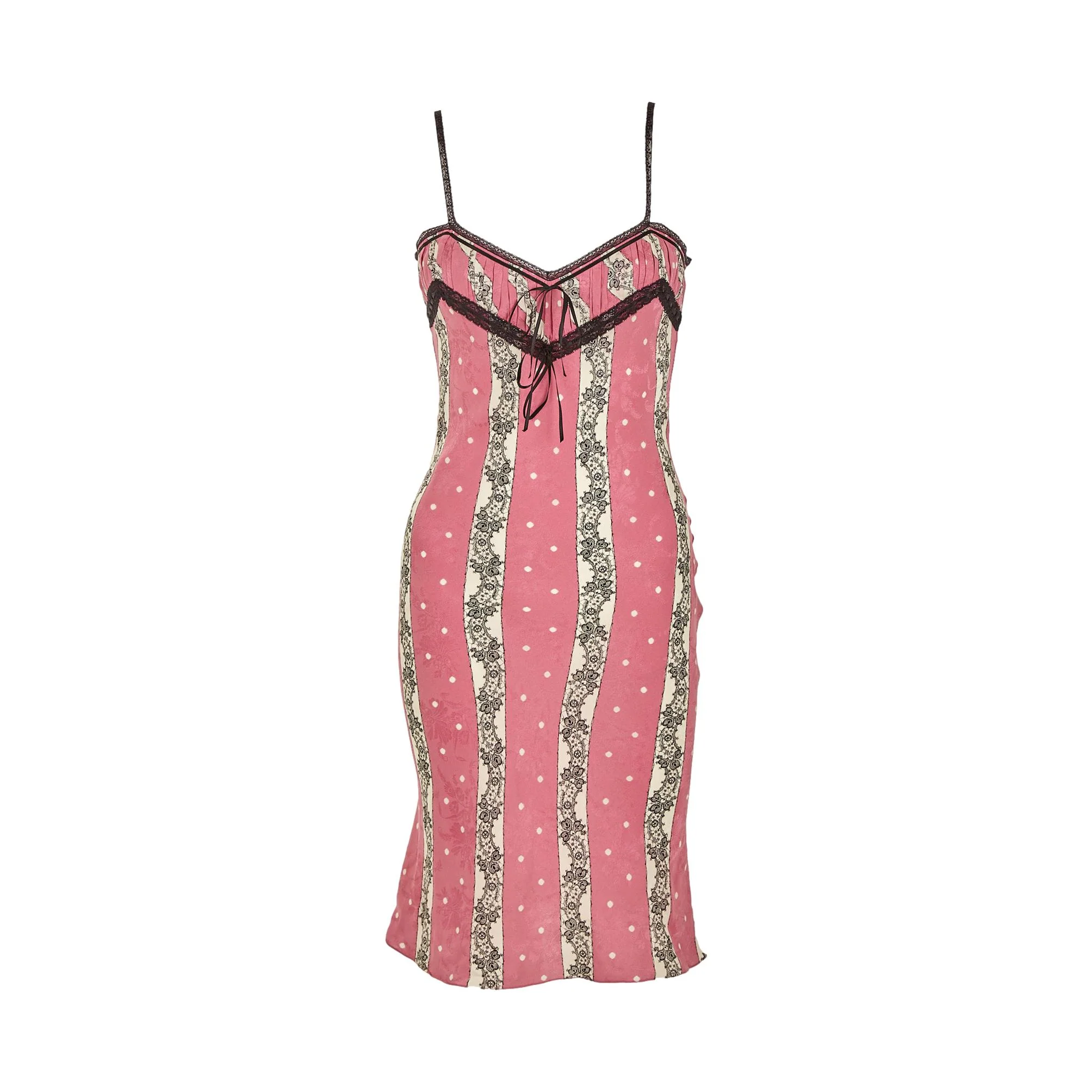 Galliano Pink Floral Lace Dress