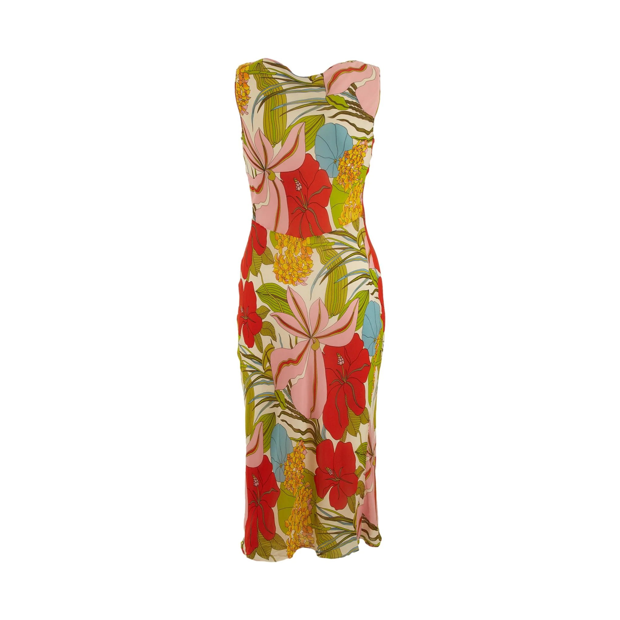 Galliano Multicolor Floral Print Dress - Image 2