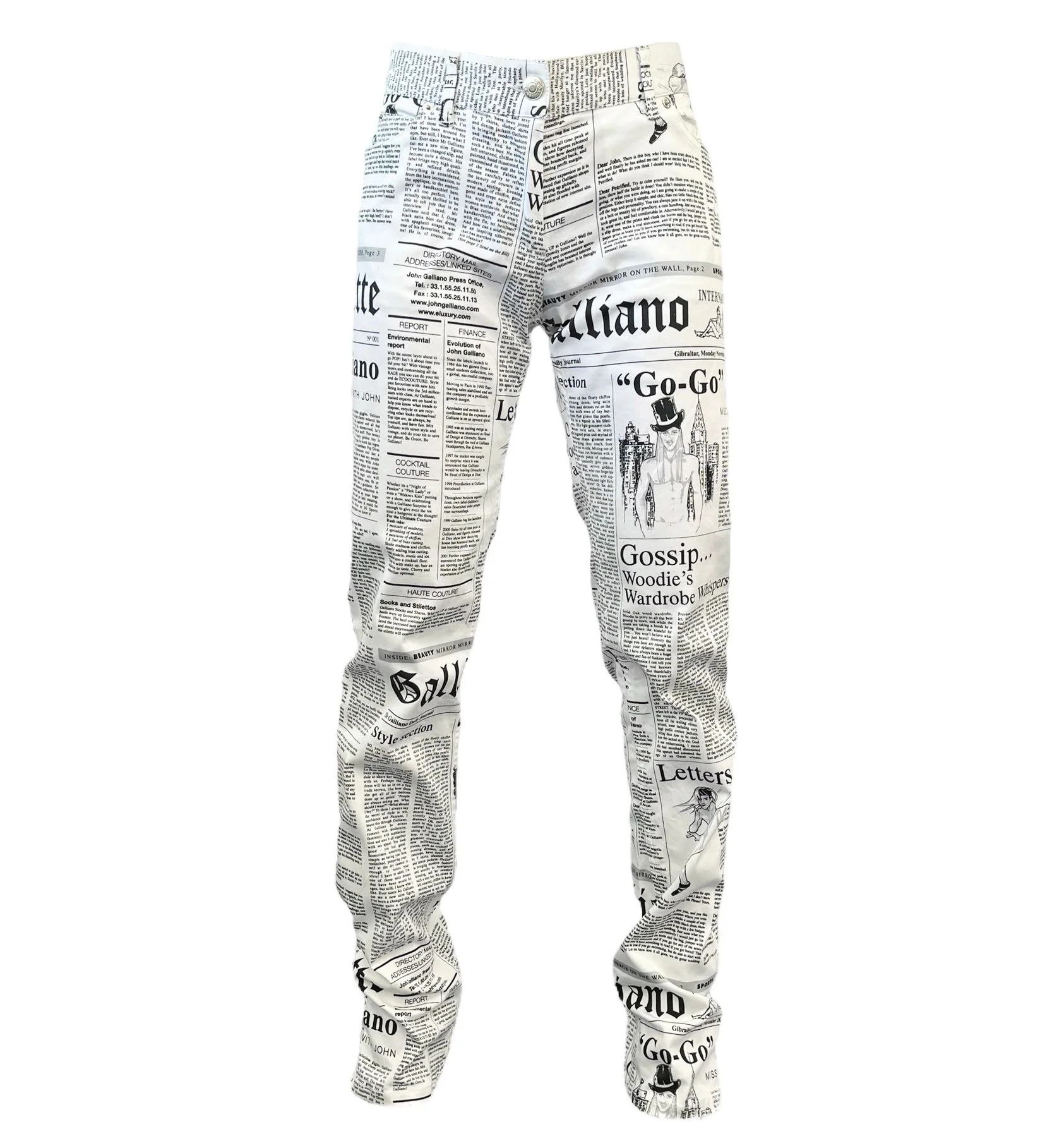 Galliano White Newsprint Pants