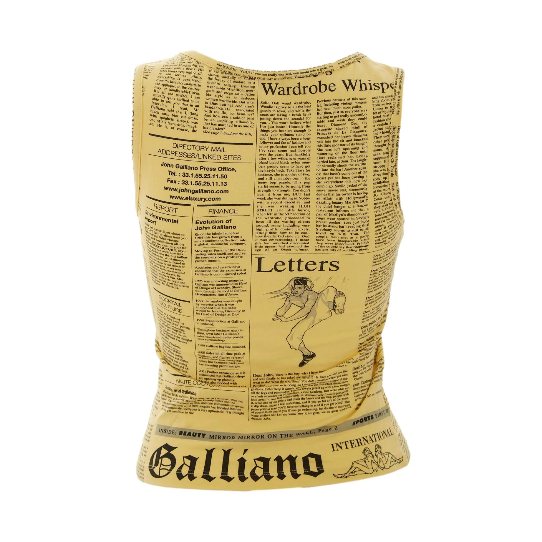 Galliano Yellow Newsprint Tank - Image 2