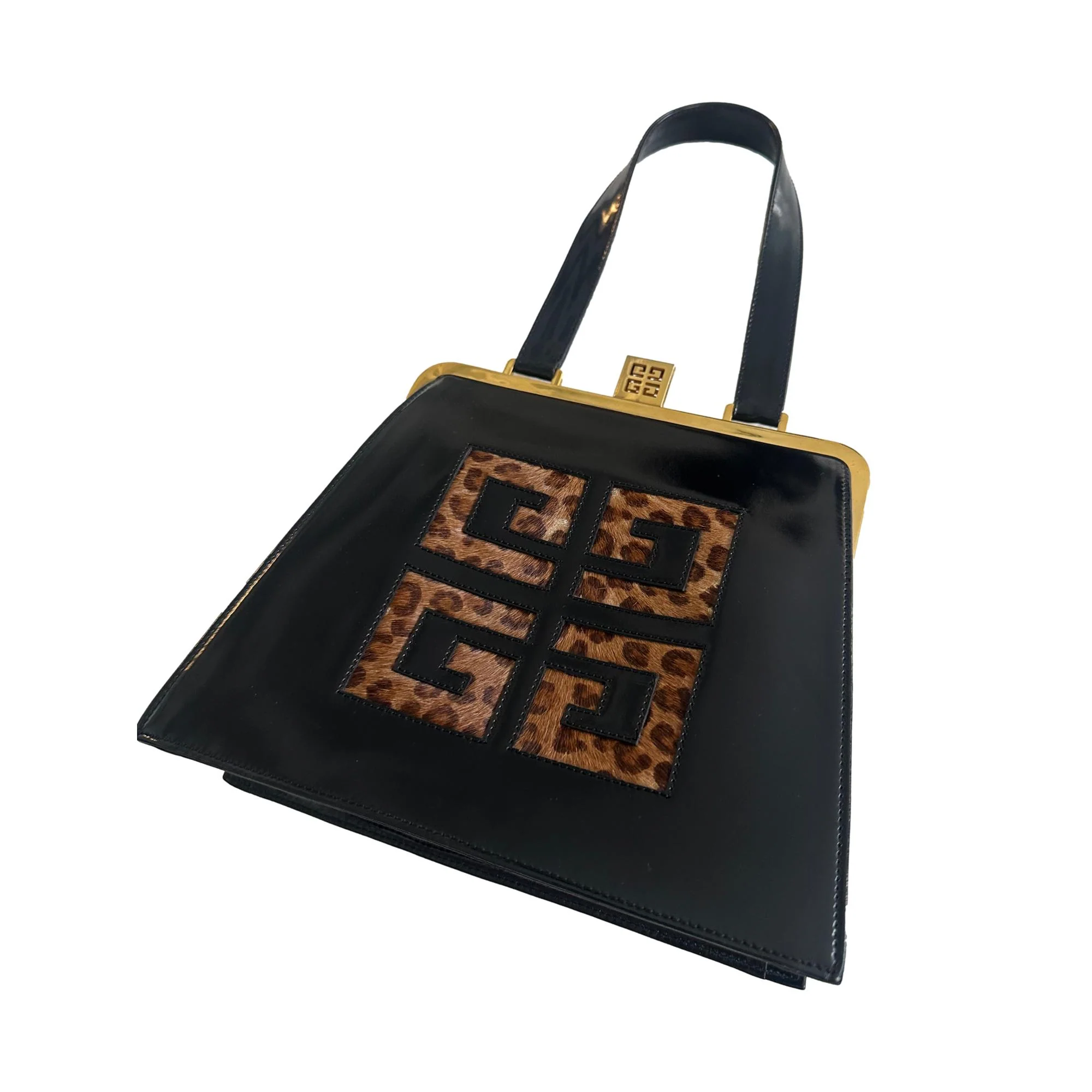 Givenchy Black Cheetah Logo Top Handle - Image 4