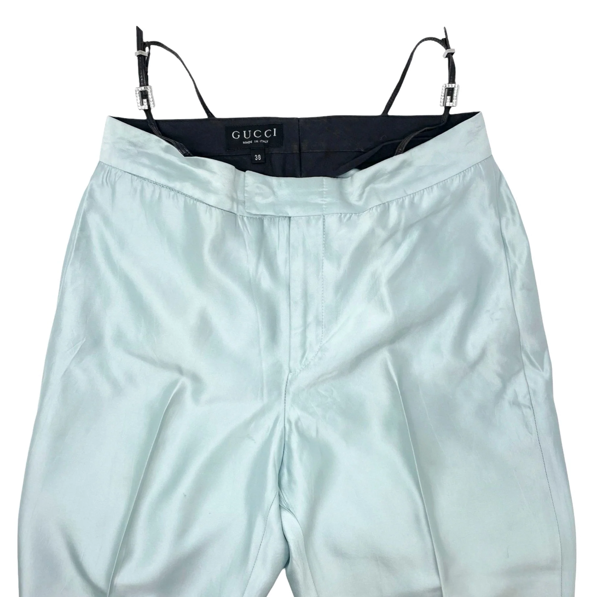 Gucci Baby Blue Rhinestone Thong Trousers - Image 3