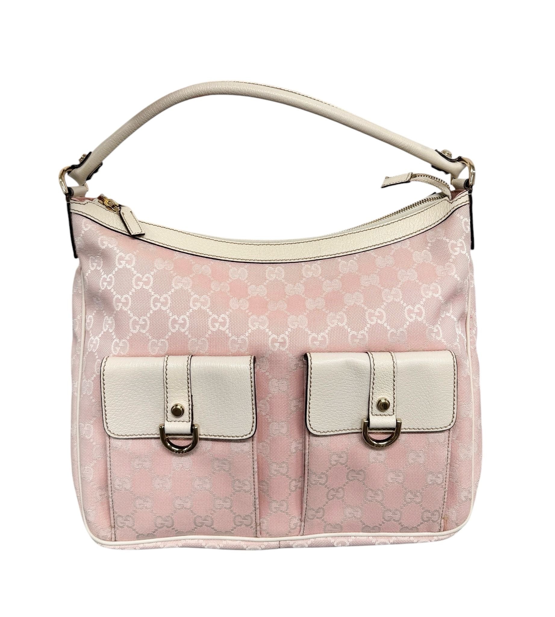 Gucci Baby Pink Canvas Logo Shoulder Bag