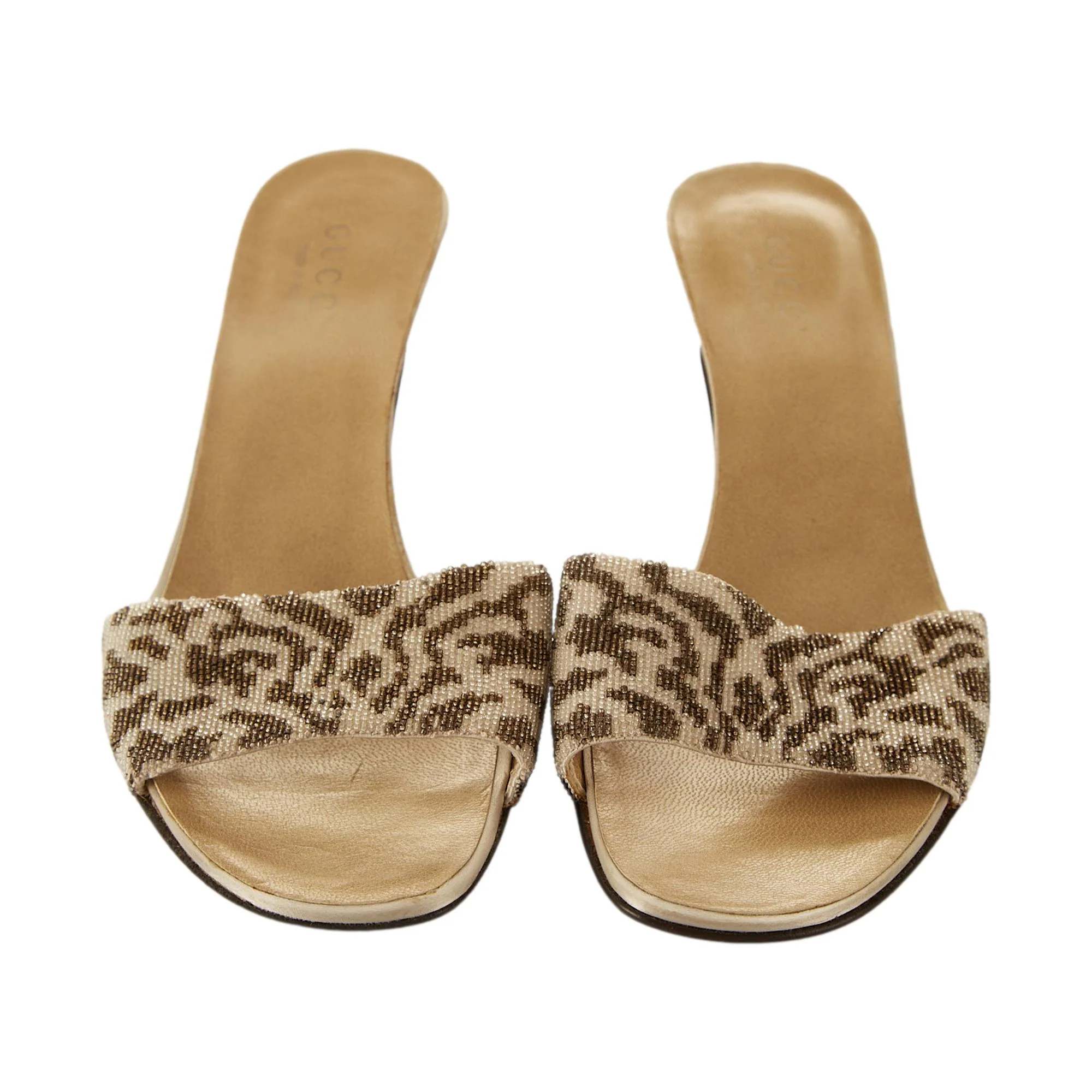 Gucci Beaded Cheetah Print Kitten Heels