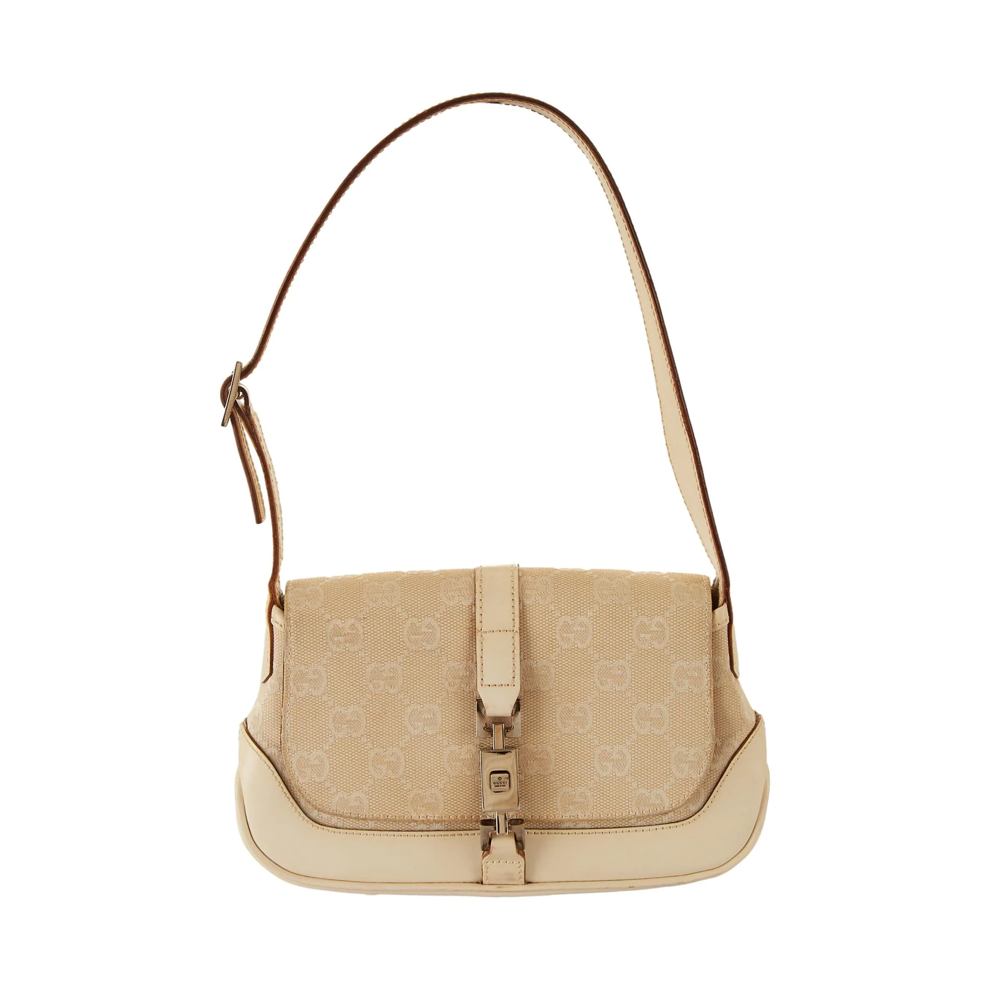 Gucci Beige Canvas Logo Mini Jackie Ba