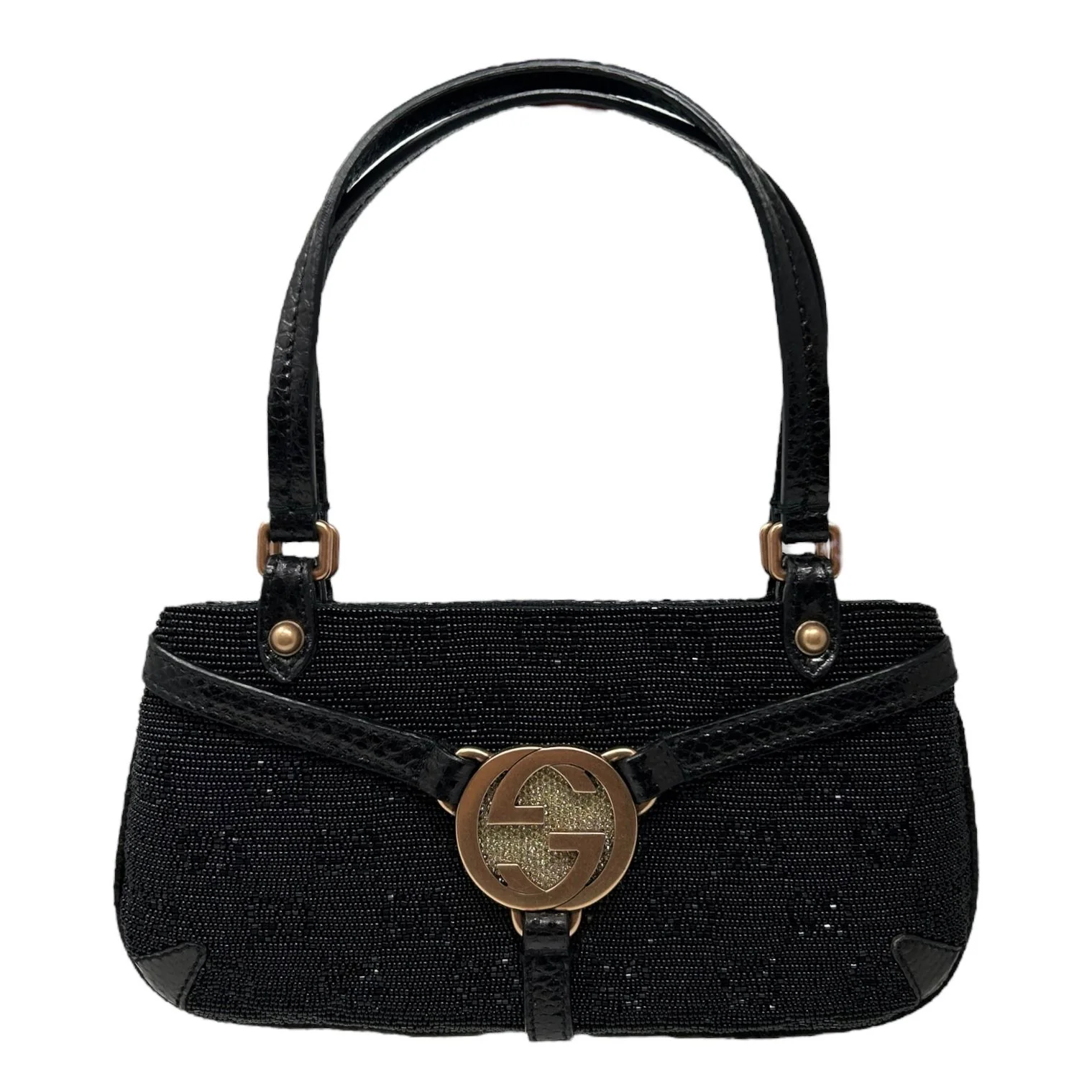 Gucci Black Beaded Logo Mini Bag