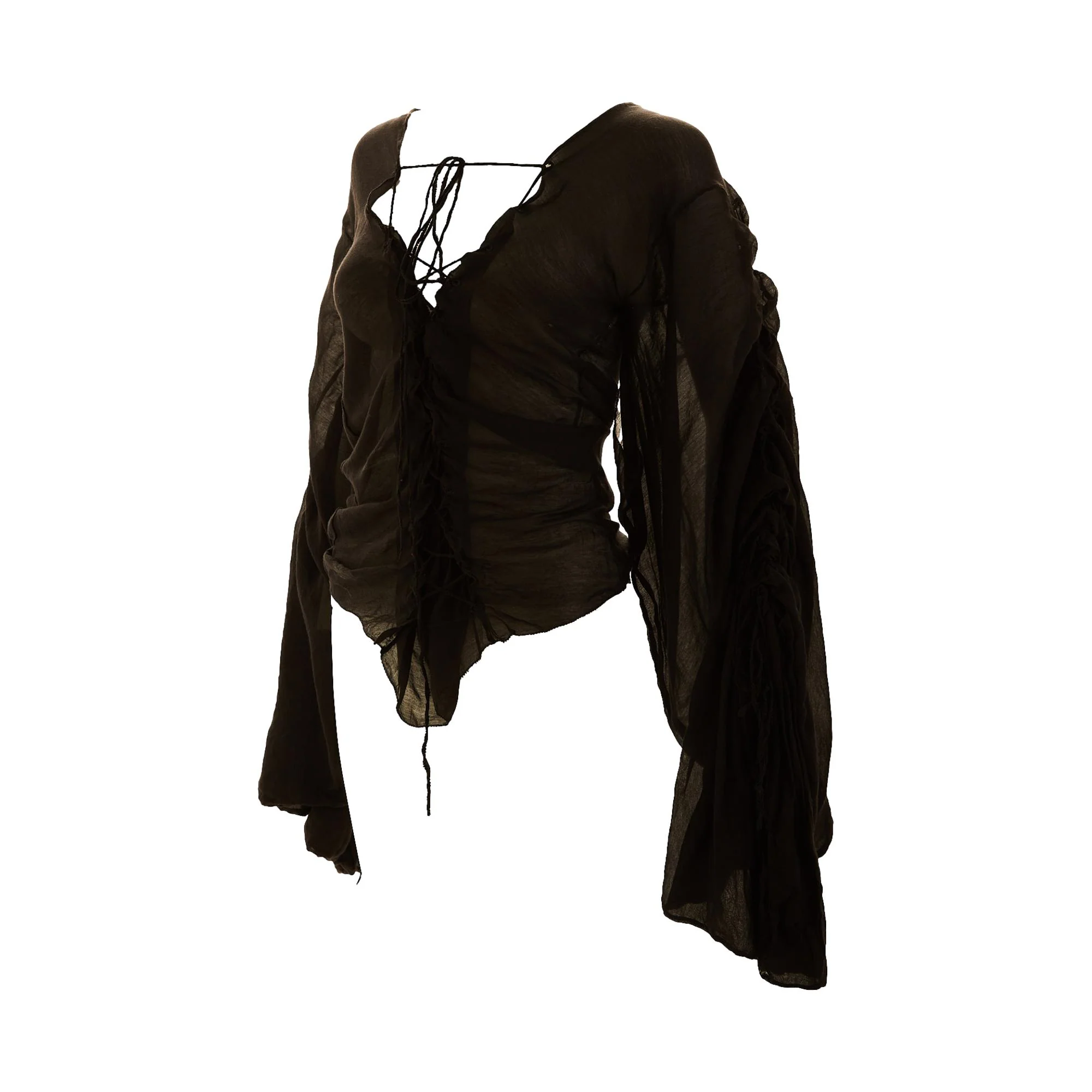 Gucci x Tom Ford Black Sheer Peasant Top - Image 2