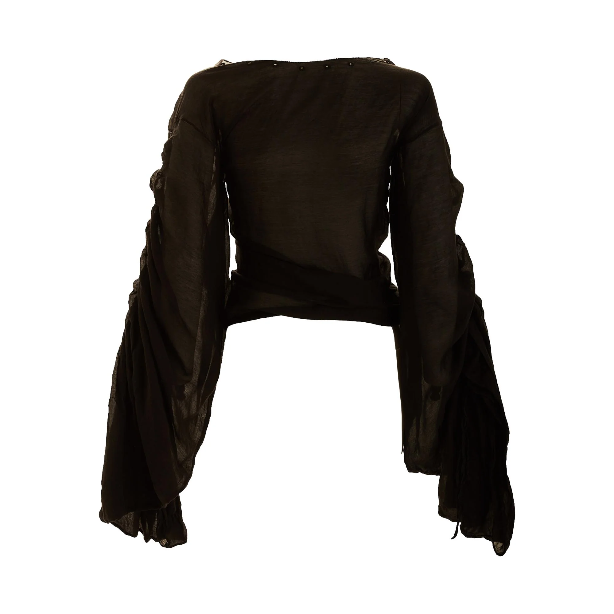 Gucci x Tom Ford Black Sheer Peasant Top - Image 3